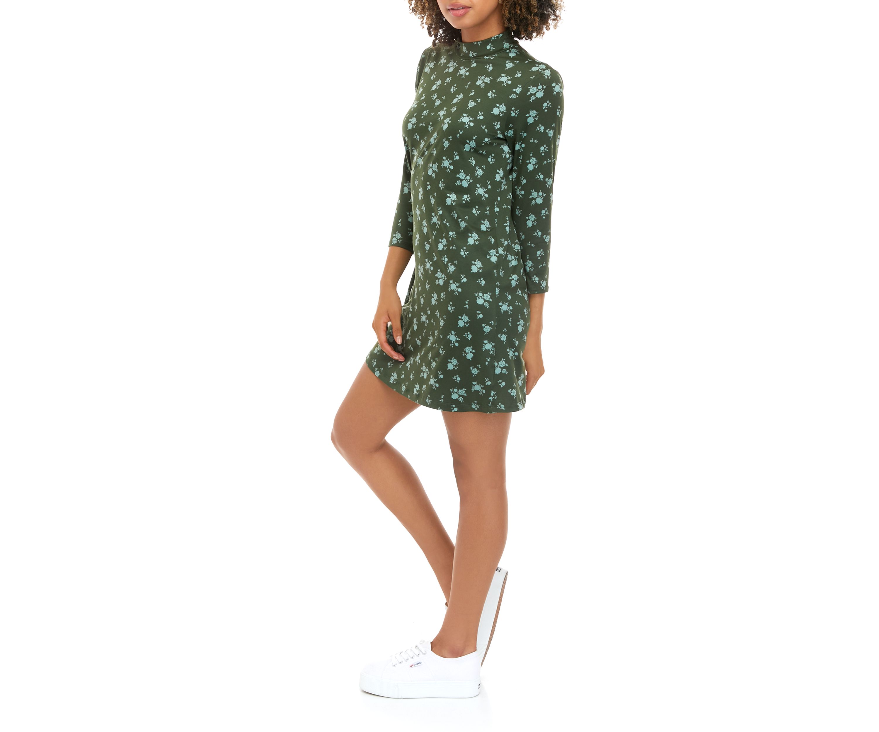 Juniors  Long Sleeve Mock Swing Dress