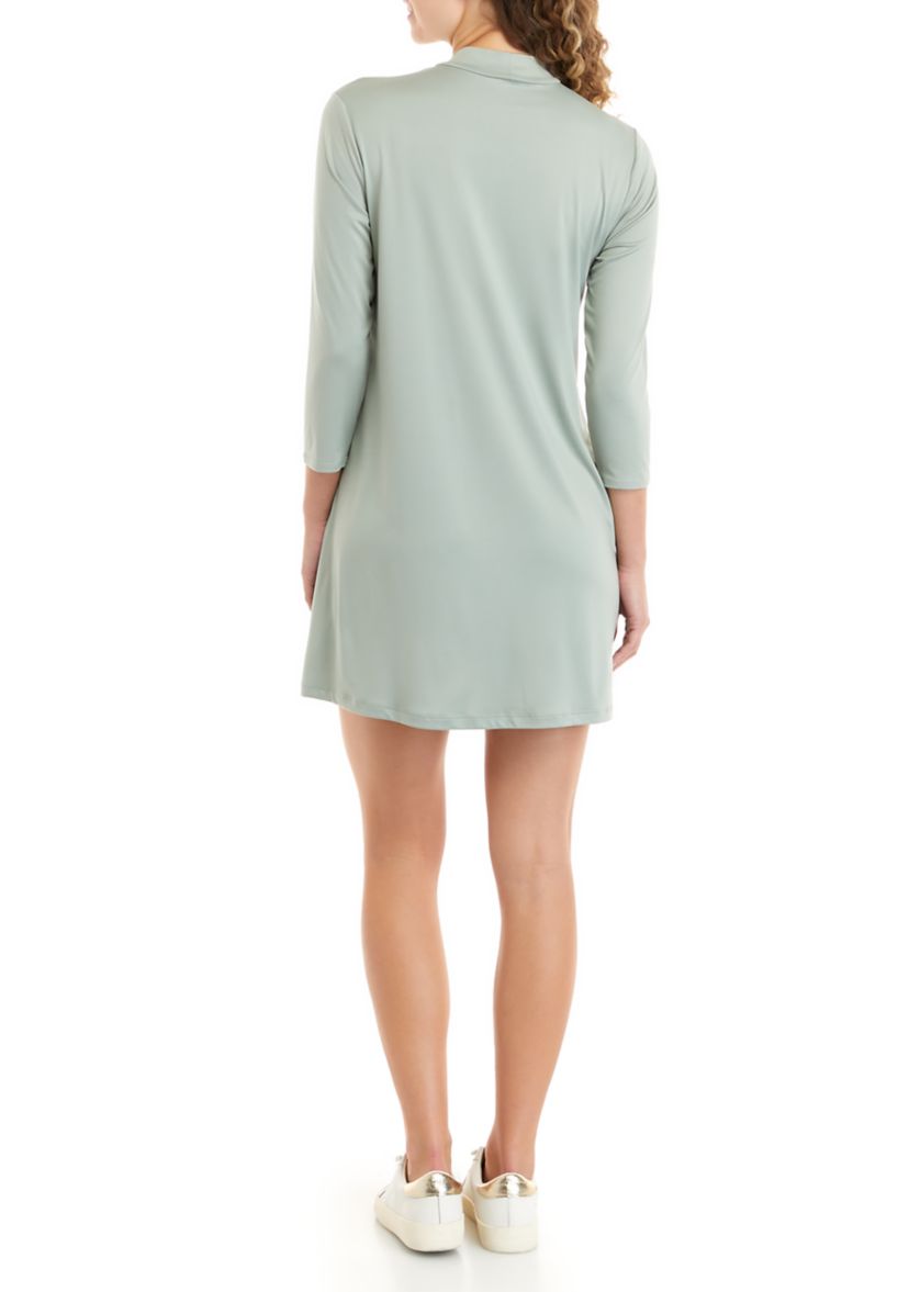 Juniors 3/4 Sleeve Mock Swing Dress