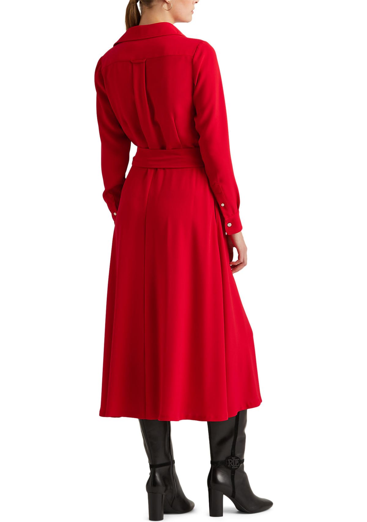 Womens Surplice Georgette Midi Dress