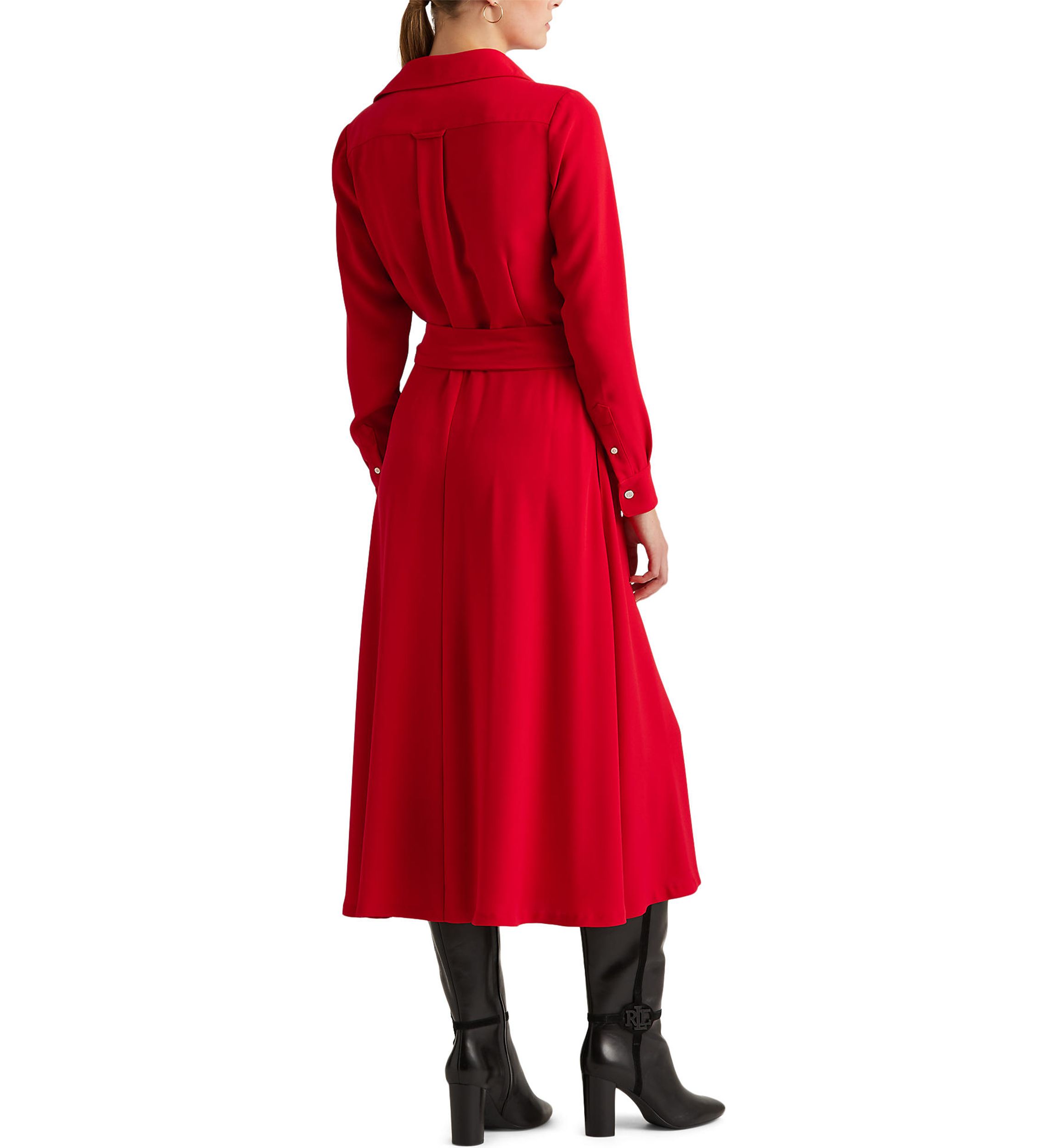 Womens Surplice Georgette Midi Dress