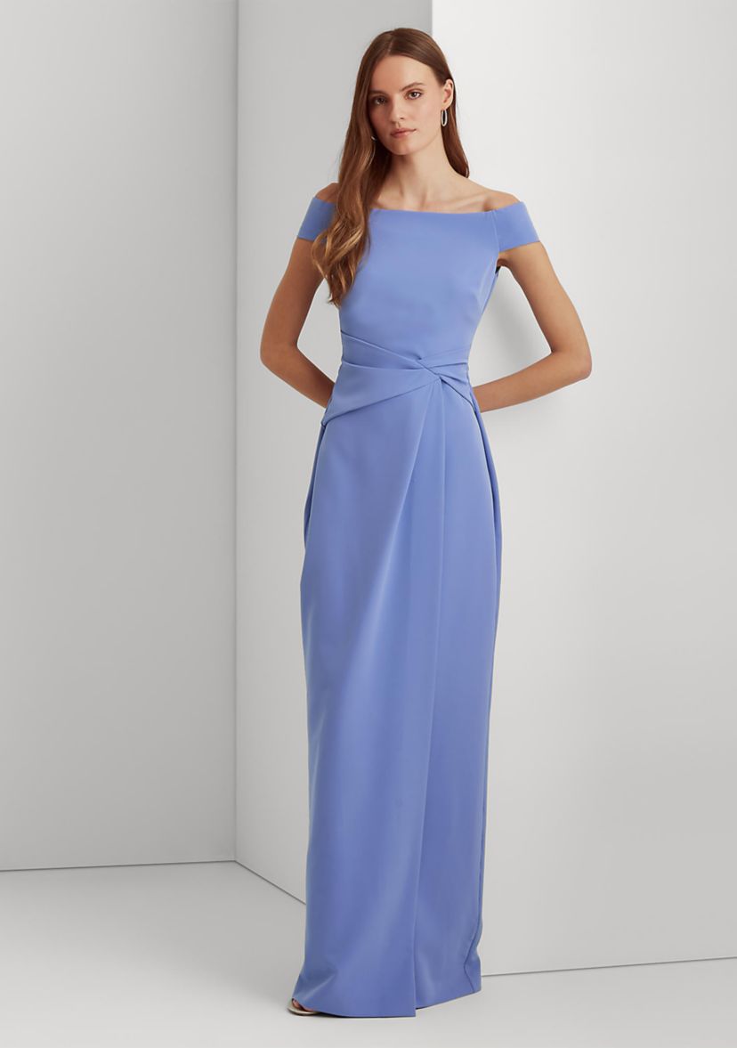 Crepe Off-the-Shoulder Gown