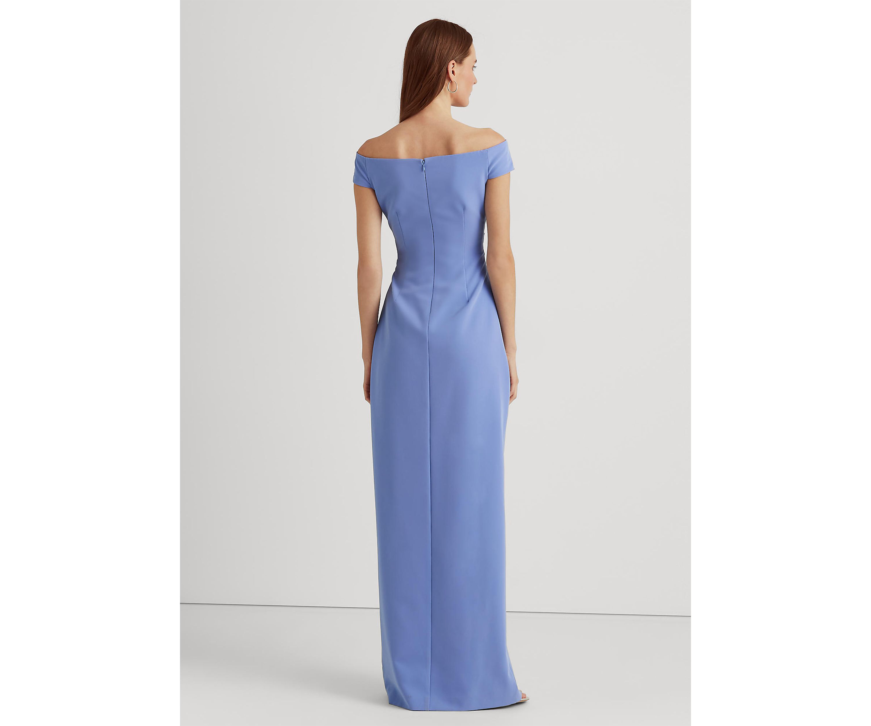 Crepe Off-the-Shoulder Gown