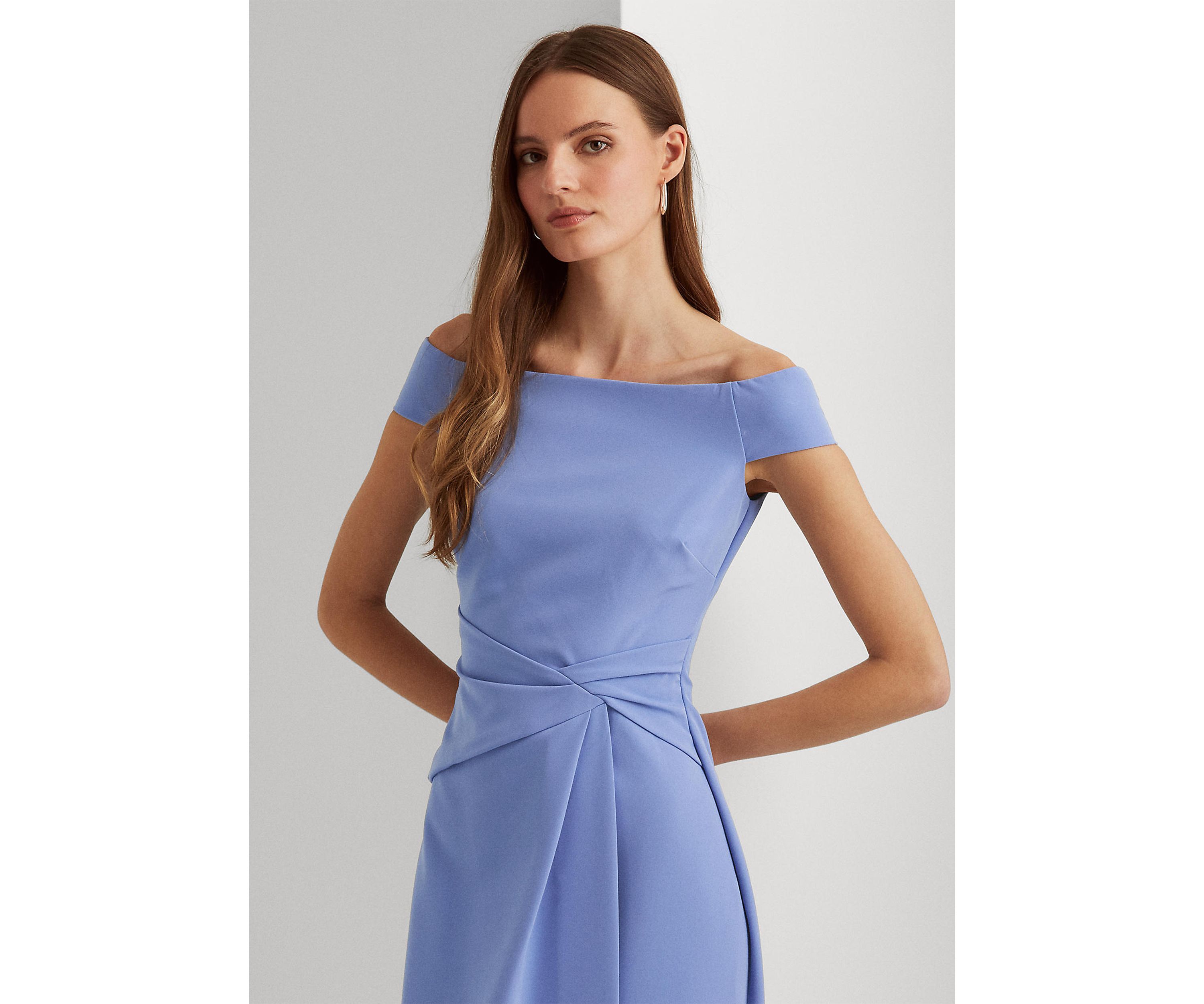Crepe Off-the-Shoulder Gown
