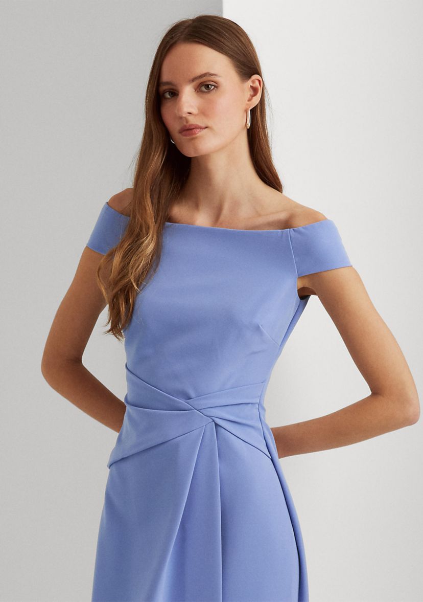 Crepe Off-the-Shoulder Gown