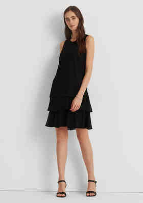 Who What Wear Women's Black White Striped Lace Trim Sleeveless Dress Size L NEW 