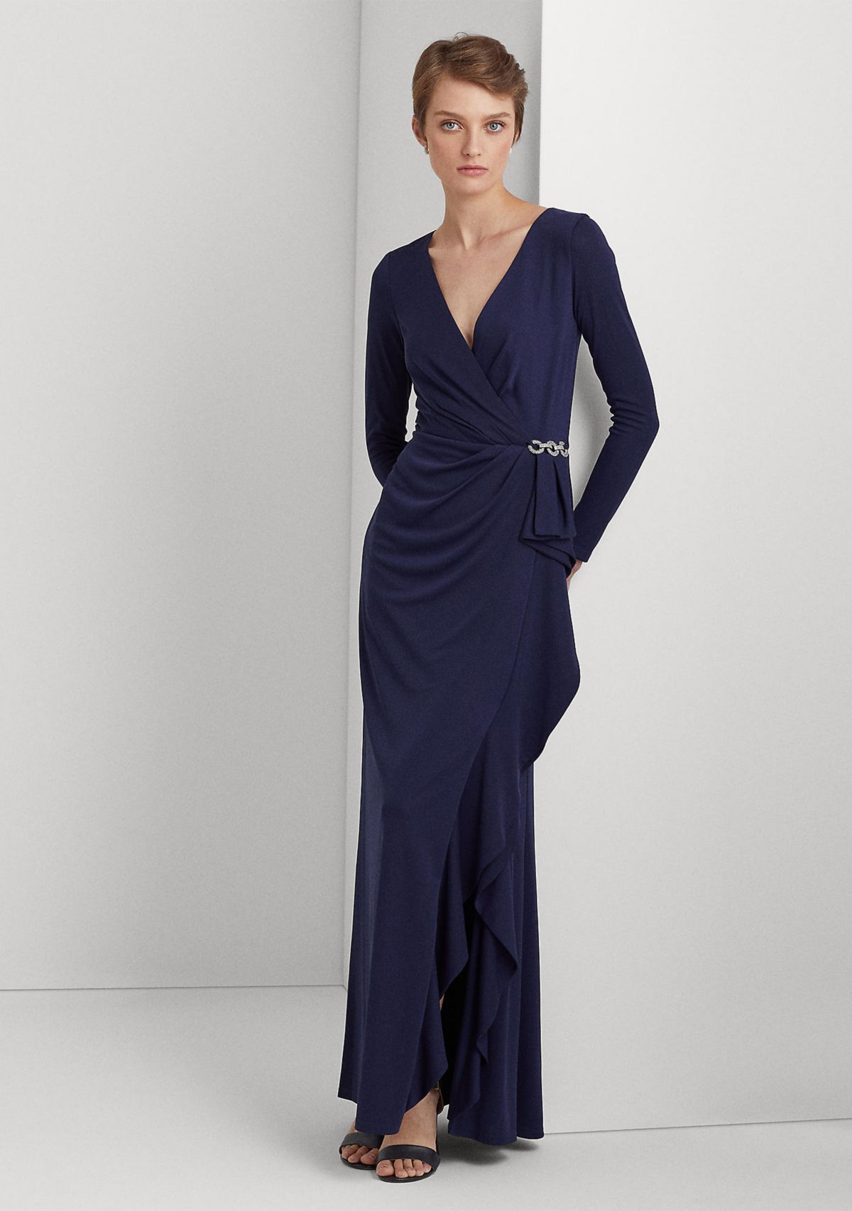 Ruffle-Trim Jersey Gown