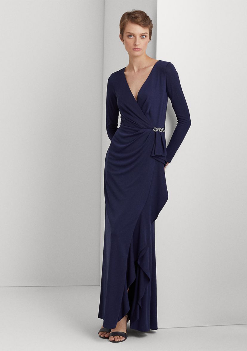 Ruffle-Trim Jersey Gown