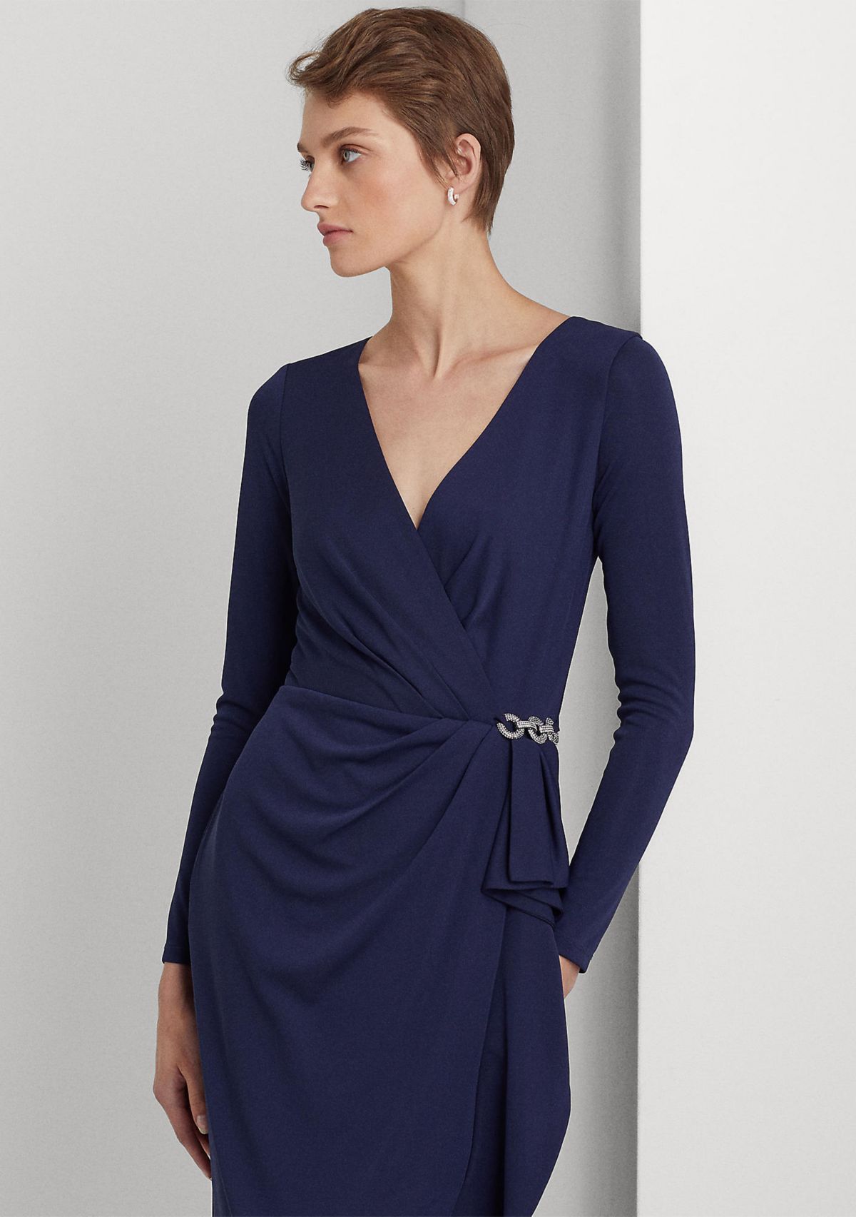 Ruffle-Trim Jersey Gown