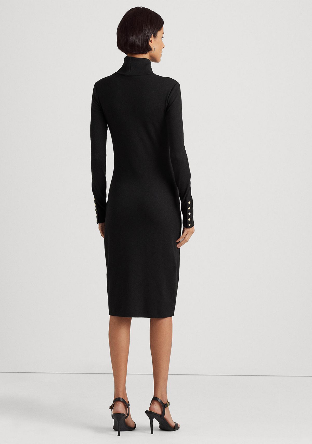 Cotton Blend Turtleneck Dress