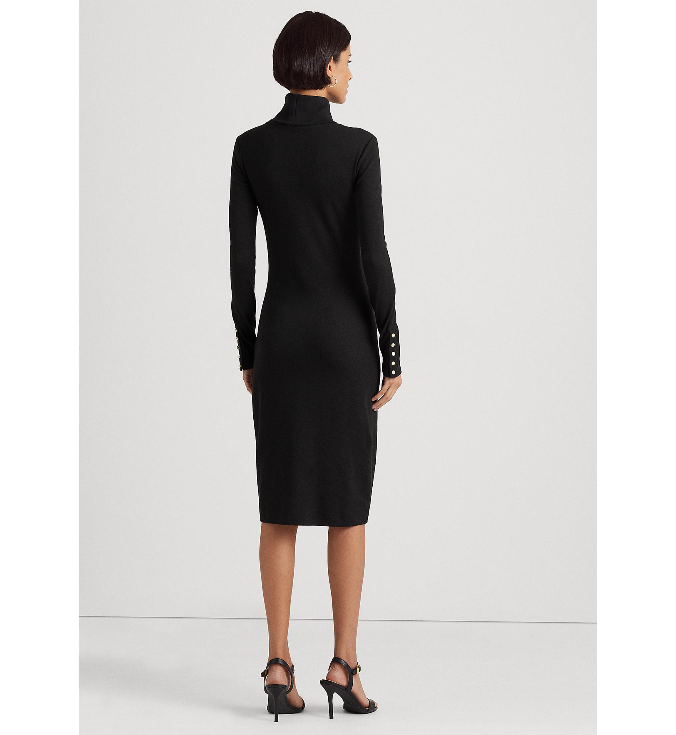 Cotton Blend Turtleneck Dress
