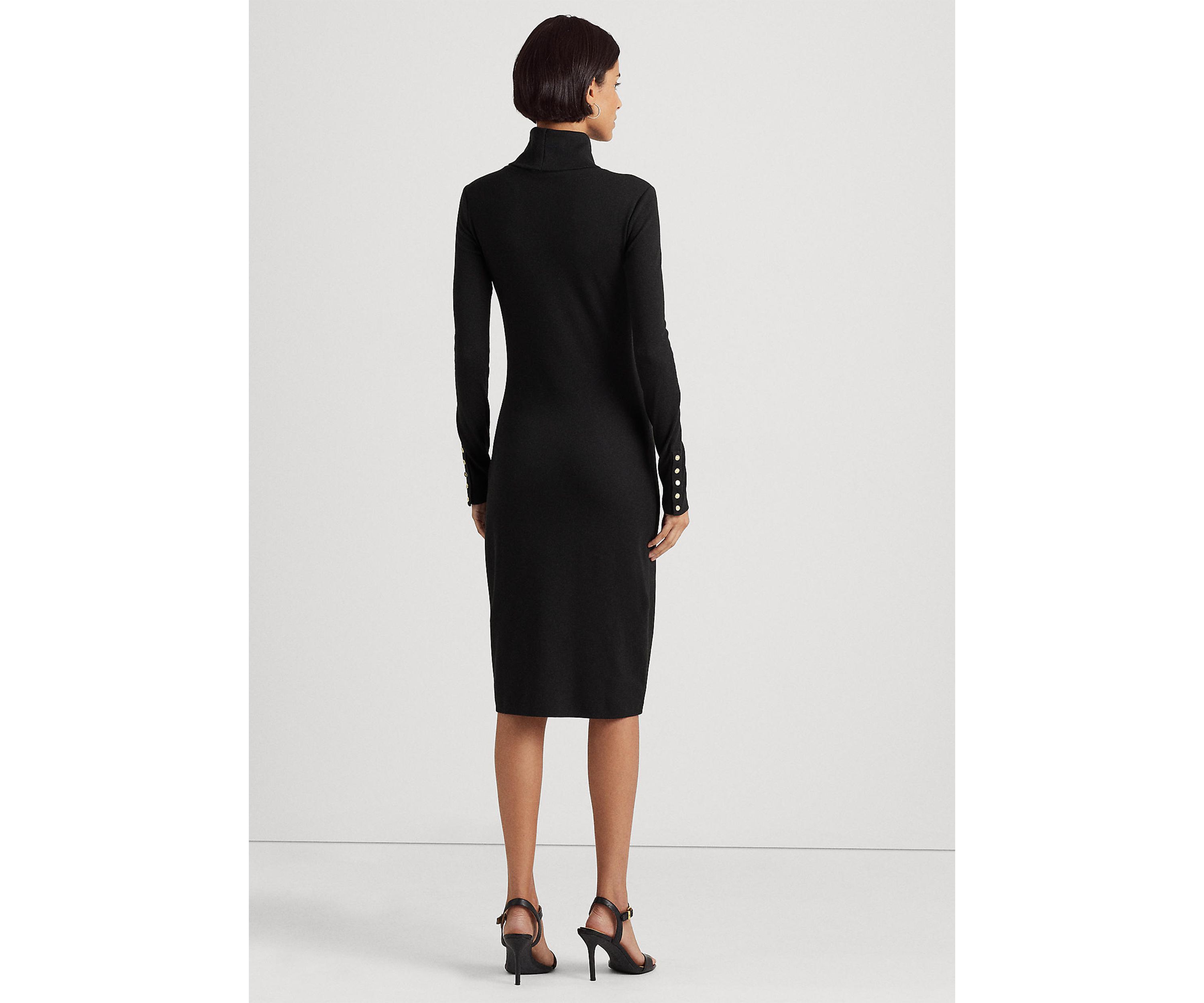 Cotton Blend Turtleneck Dress