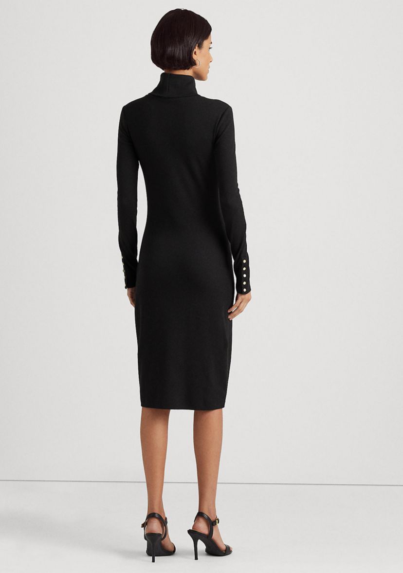 Cotton Blend Turtleneck Dress