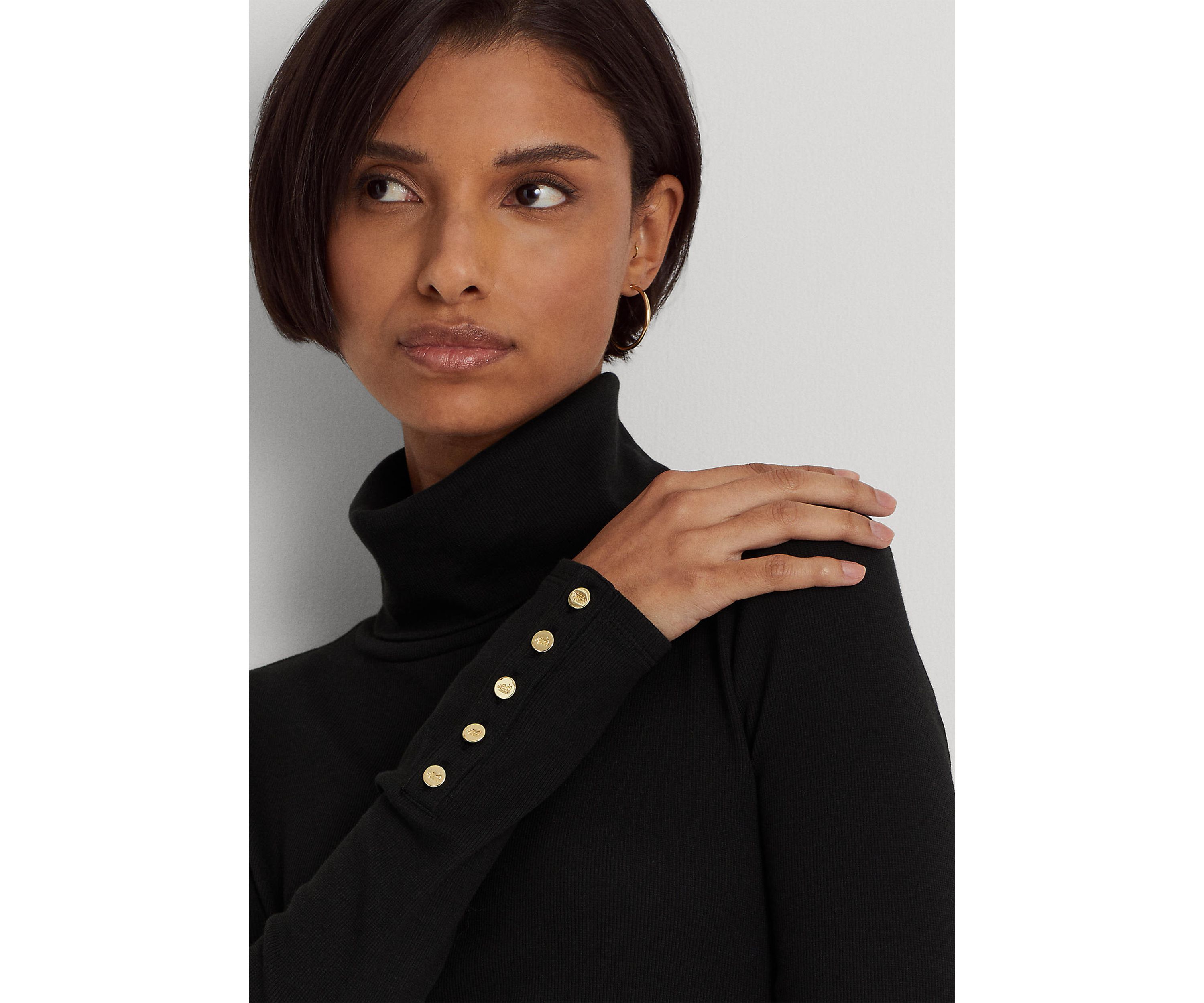 Cotton Blend Turtleneck Dress