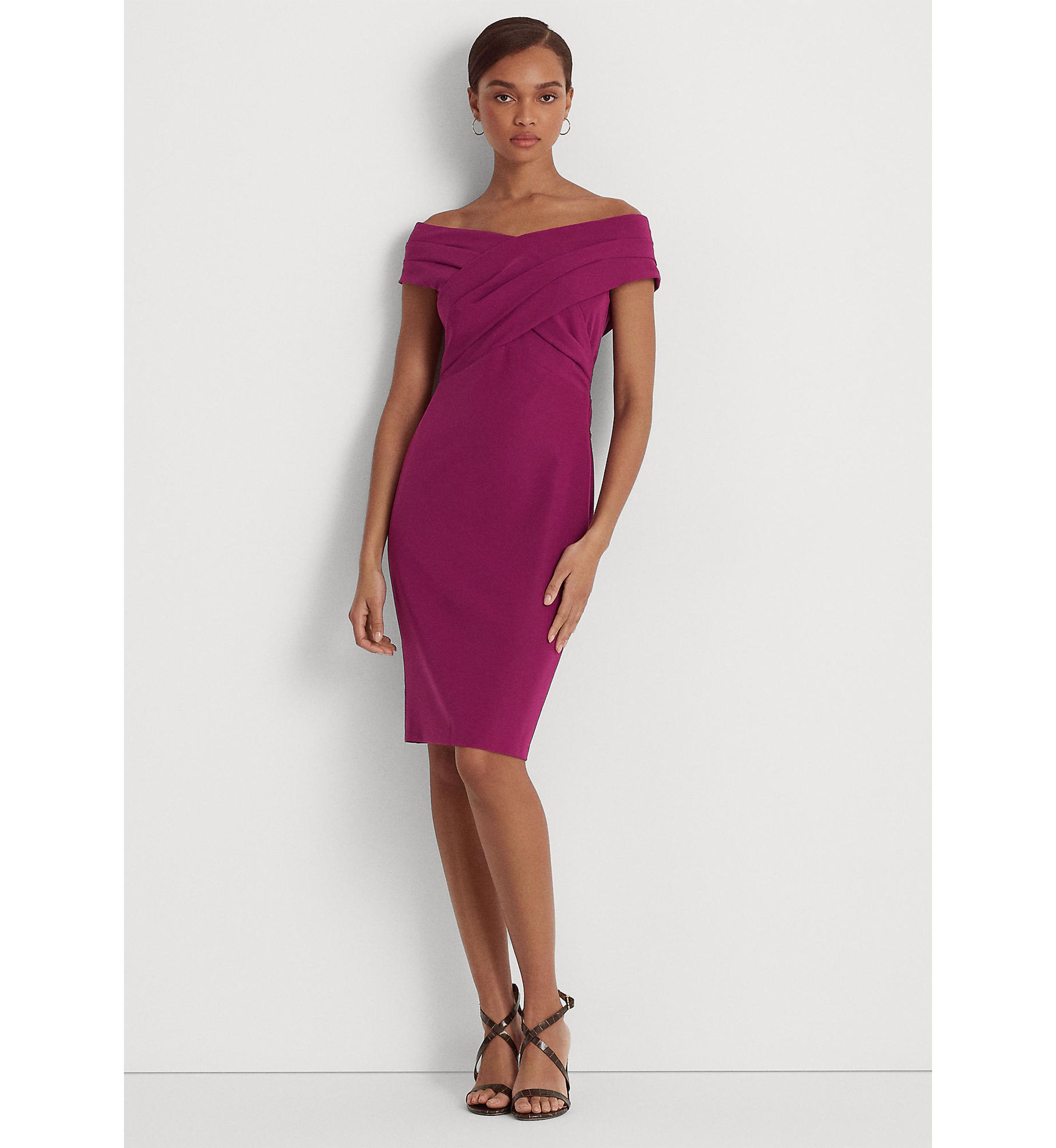 Crepe Off-the-Shoulder Cocktail Dress
