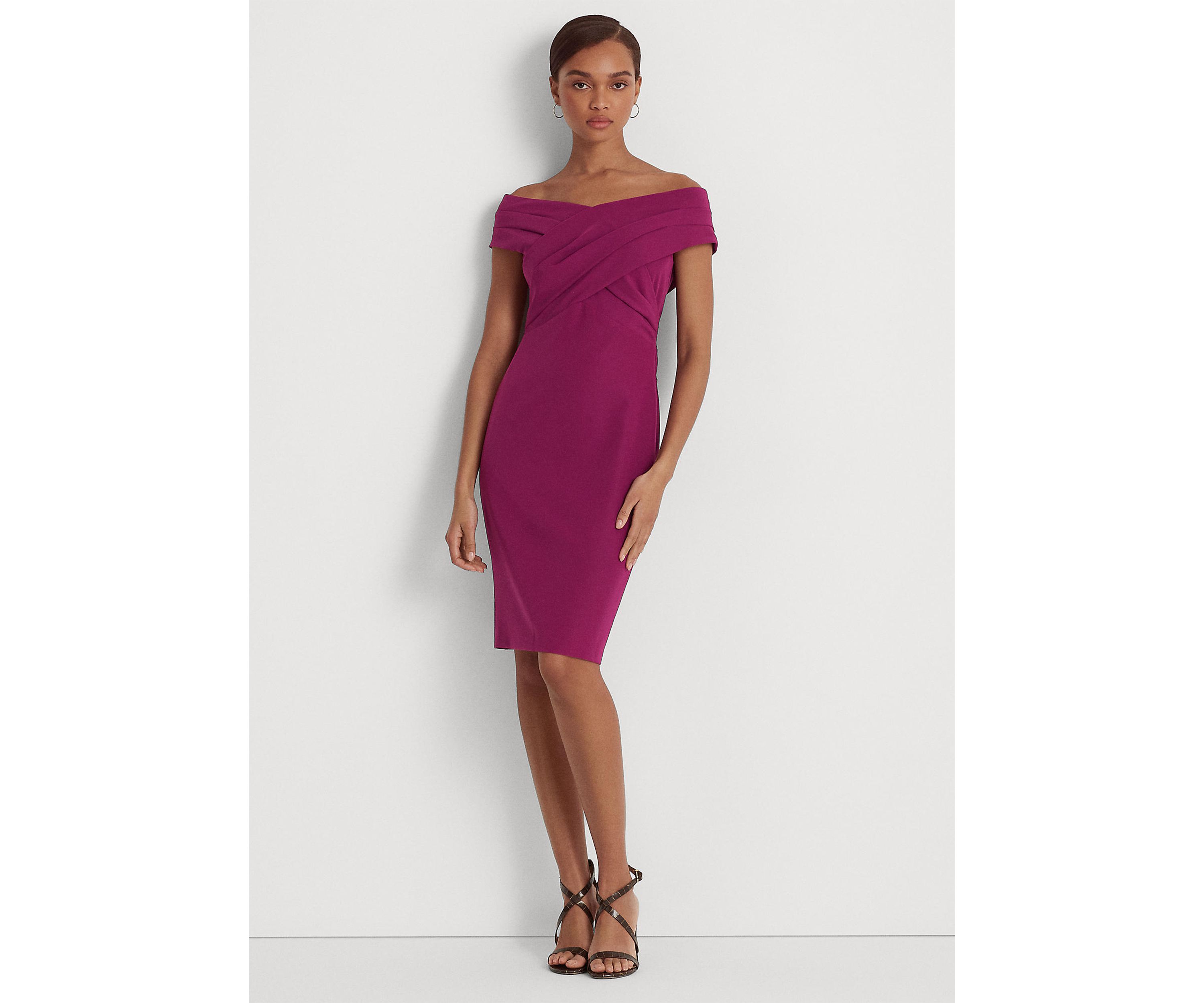 Crepe Off-the-Shoulder Cocktail Dress