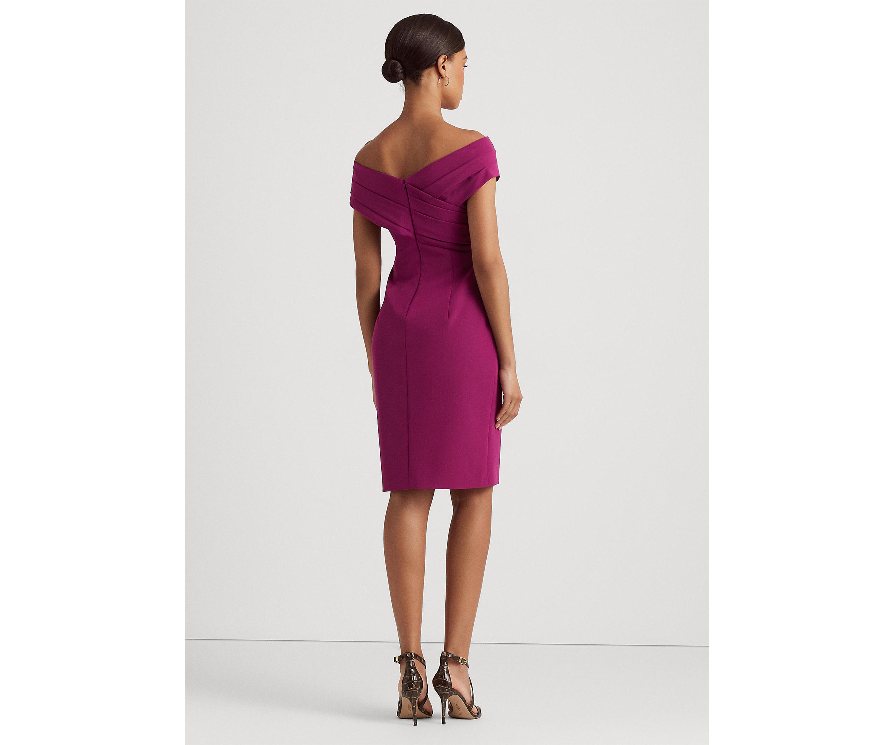 Crepe Off-the-Shoulder Cocktail Dress