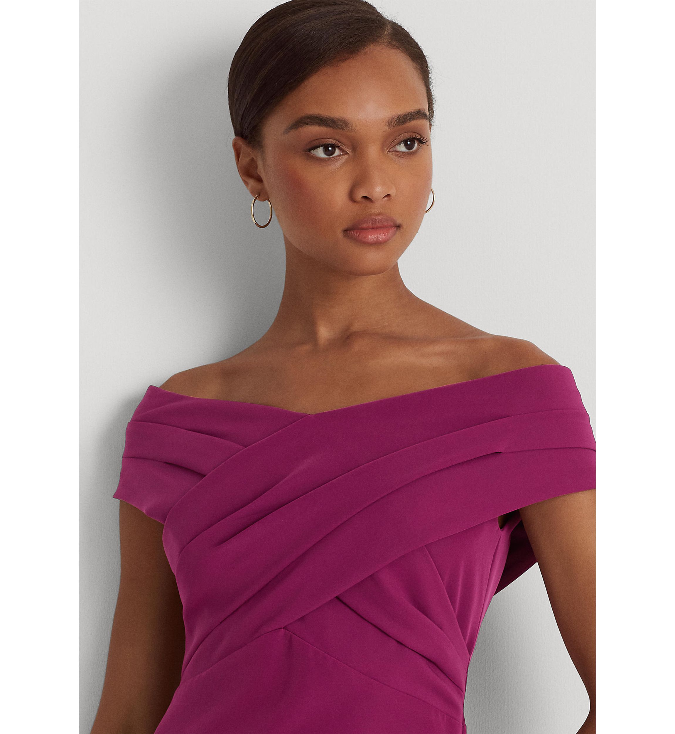 Crepe Off-the-Shoulder Cocktail Dress