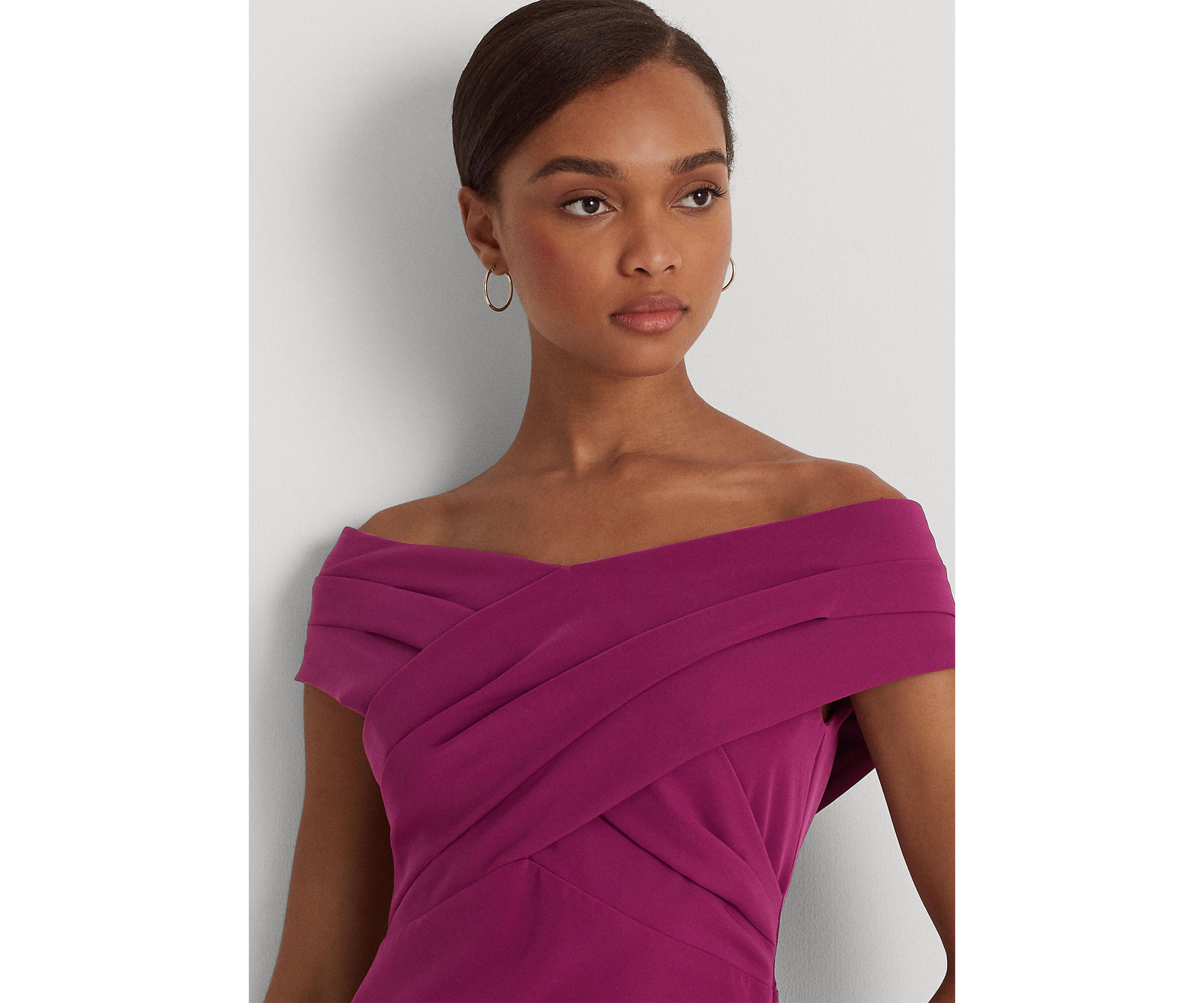 Crepe Off-the-Shoulder Cocktail Dress