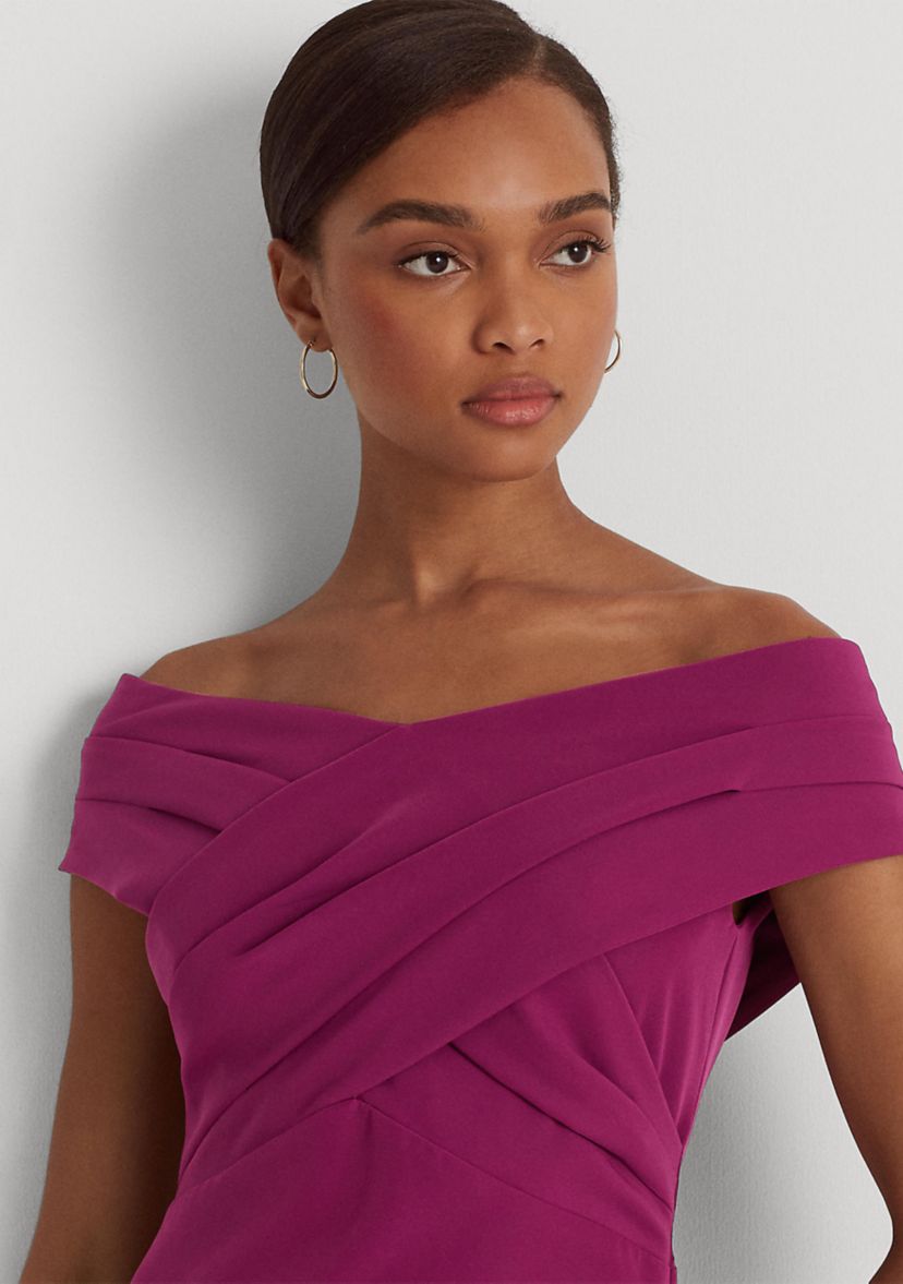 Crepe Off-the-Shoulder Cocktail Dress
