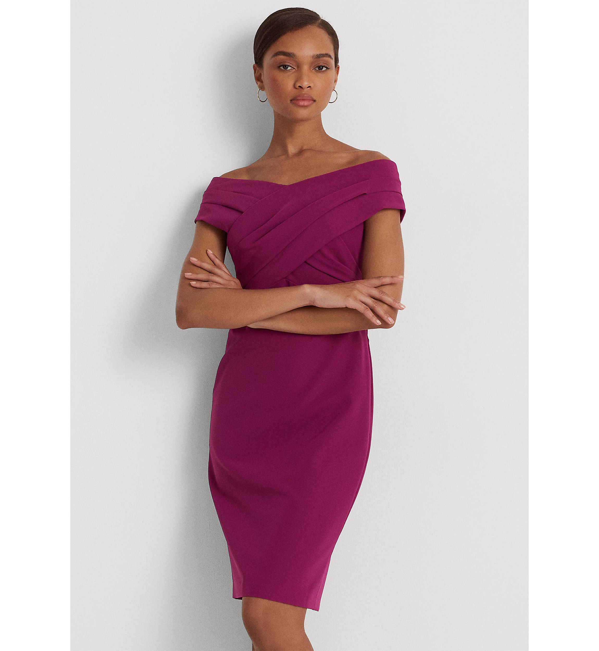 Crepe Off-the-Shoulder Cocktail Dress