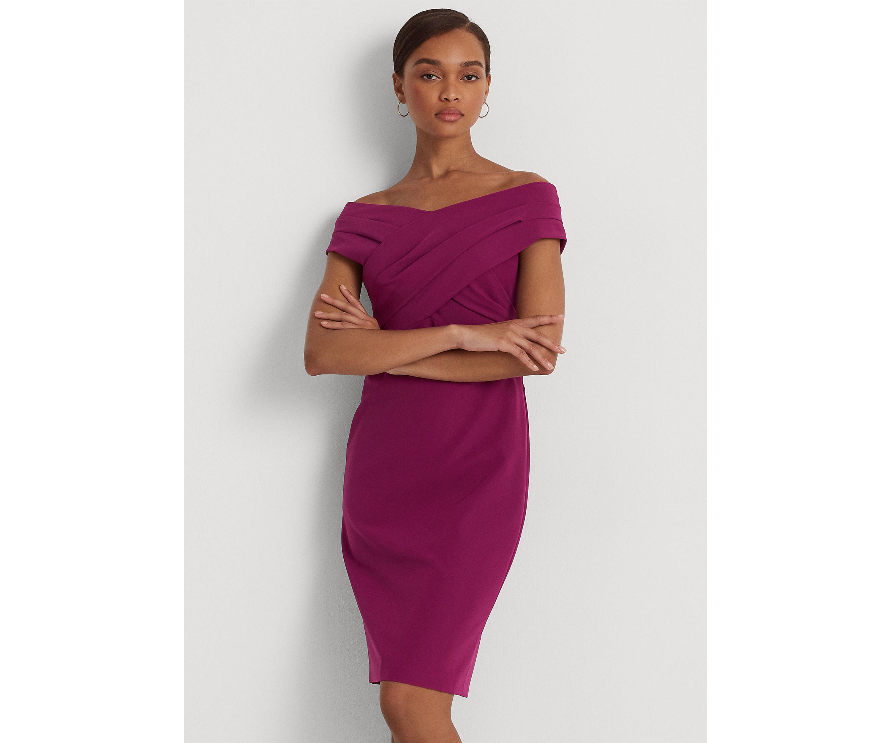 Crepe Off-the-Shoulder Cocktail Dress