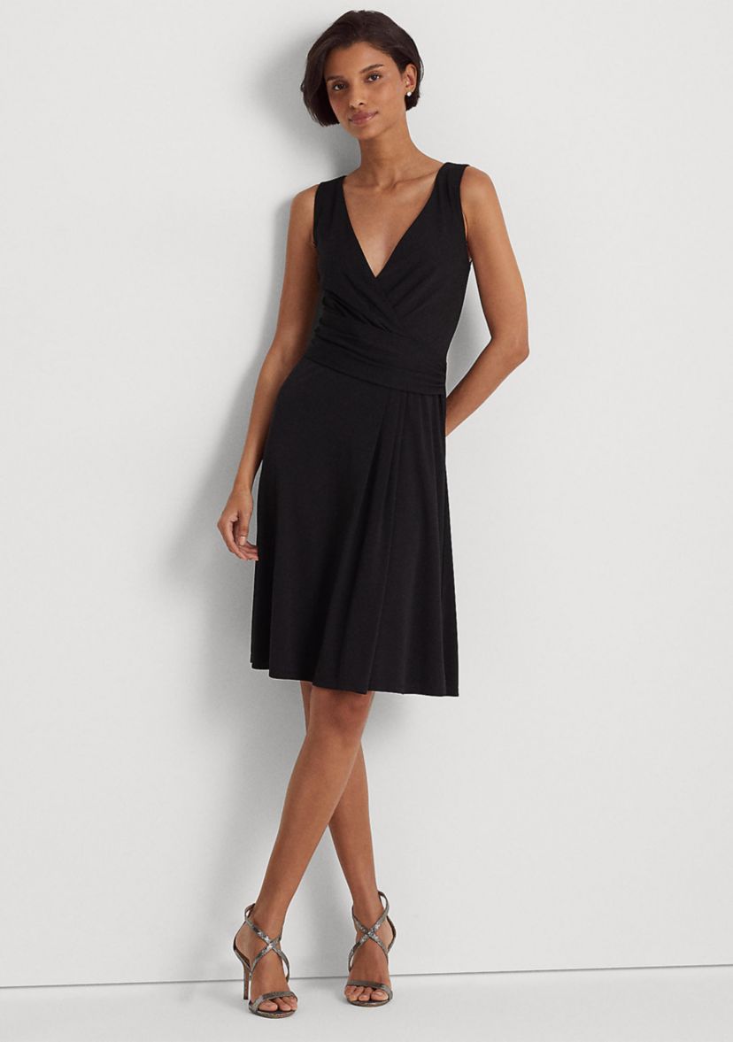 Surplice Jersey Sleeveless Dress