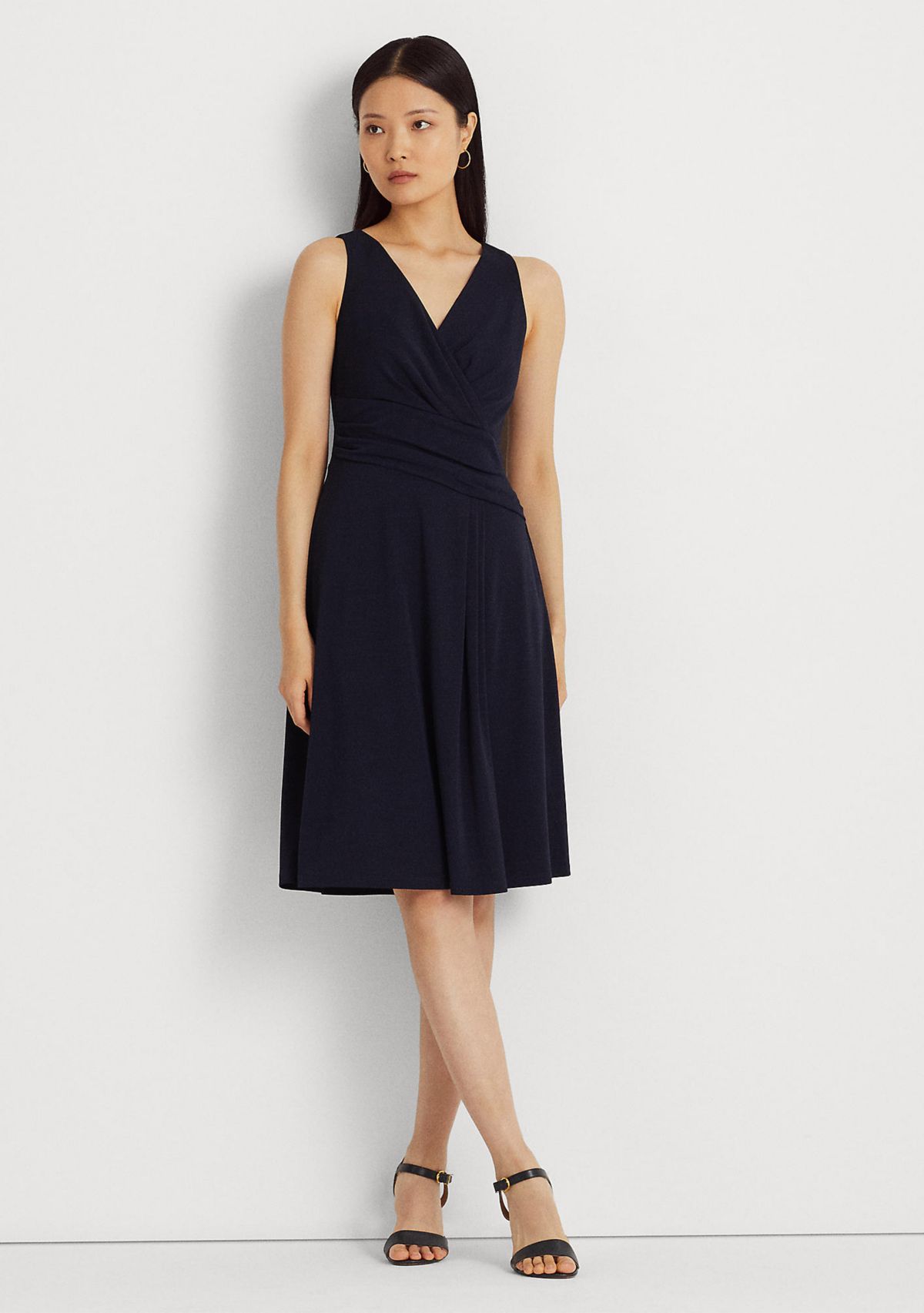 Surplice Jersey Sleeveless Dress