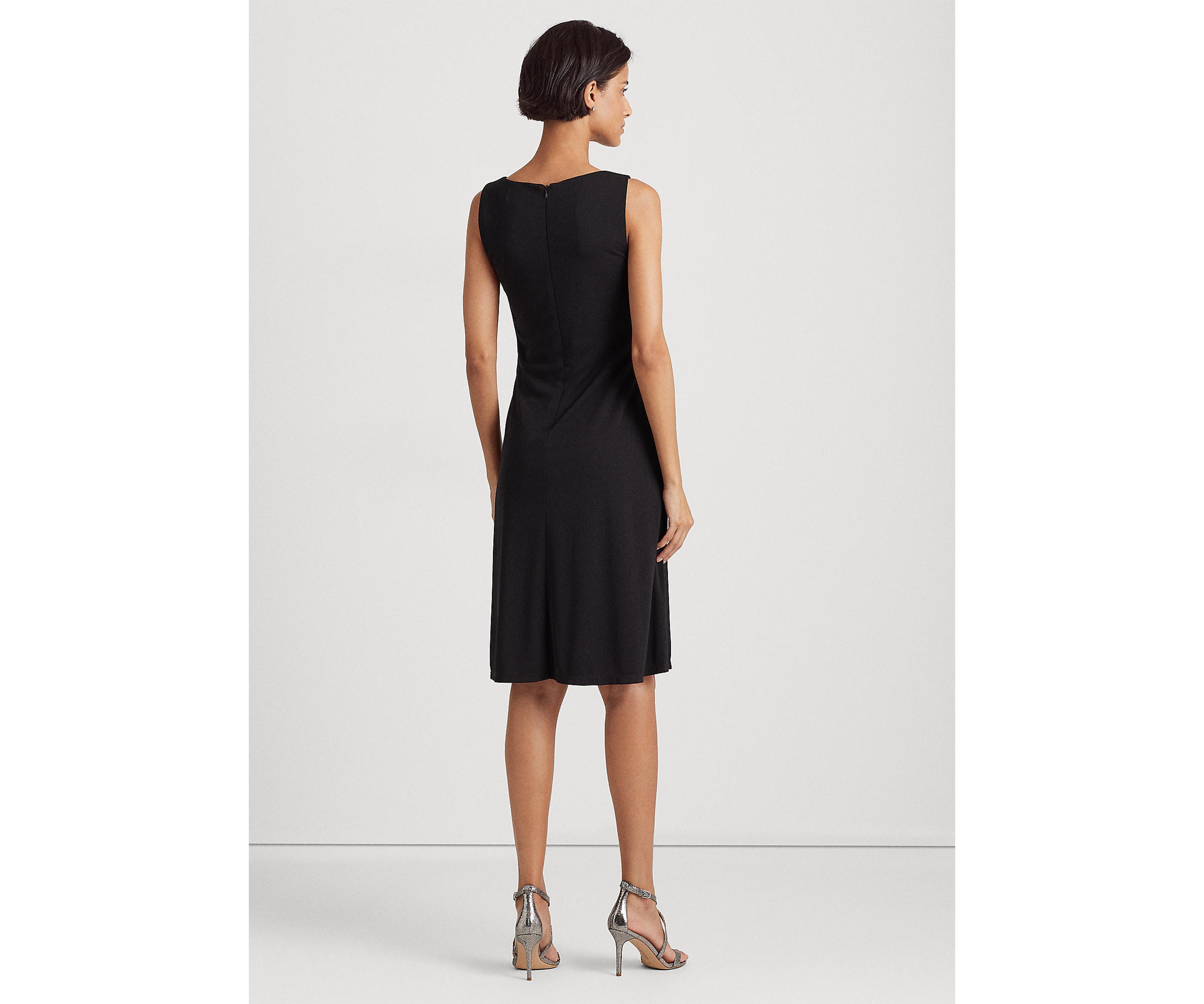 Surplice Jersey Sleeveless Dress