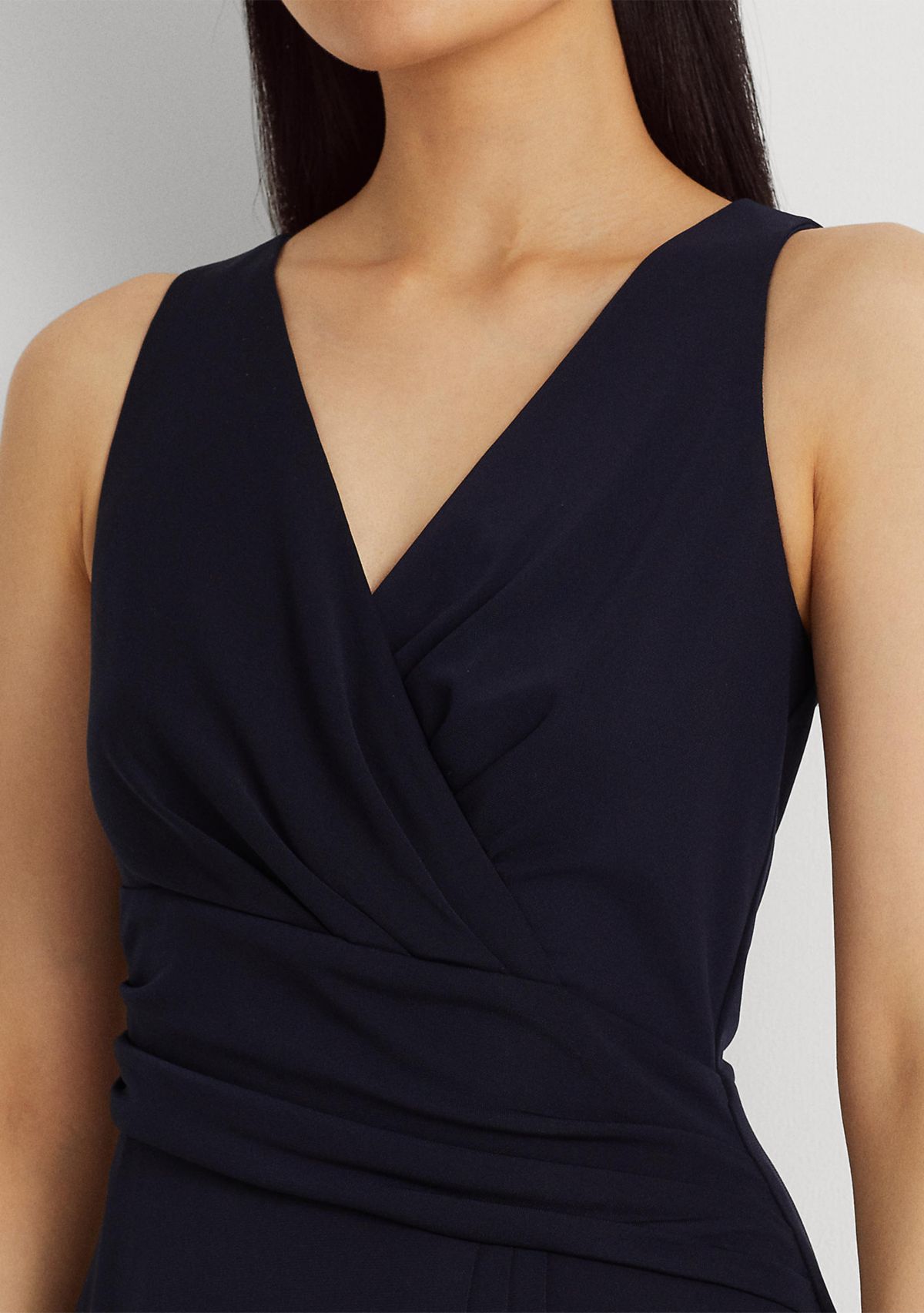 Surplice Jersey Sleeveless Dress