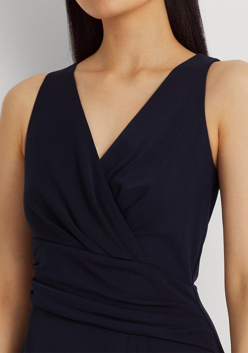 Surplice Jersey Sleeveless Dress
