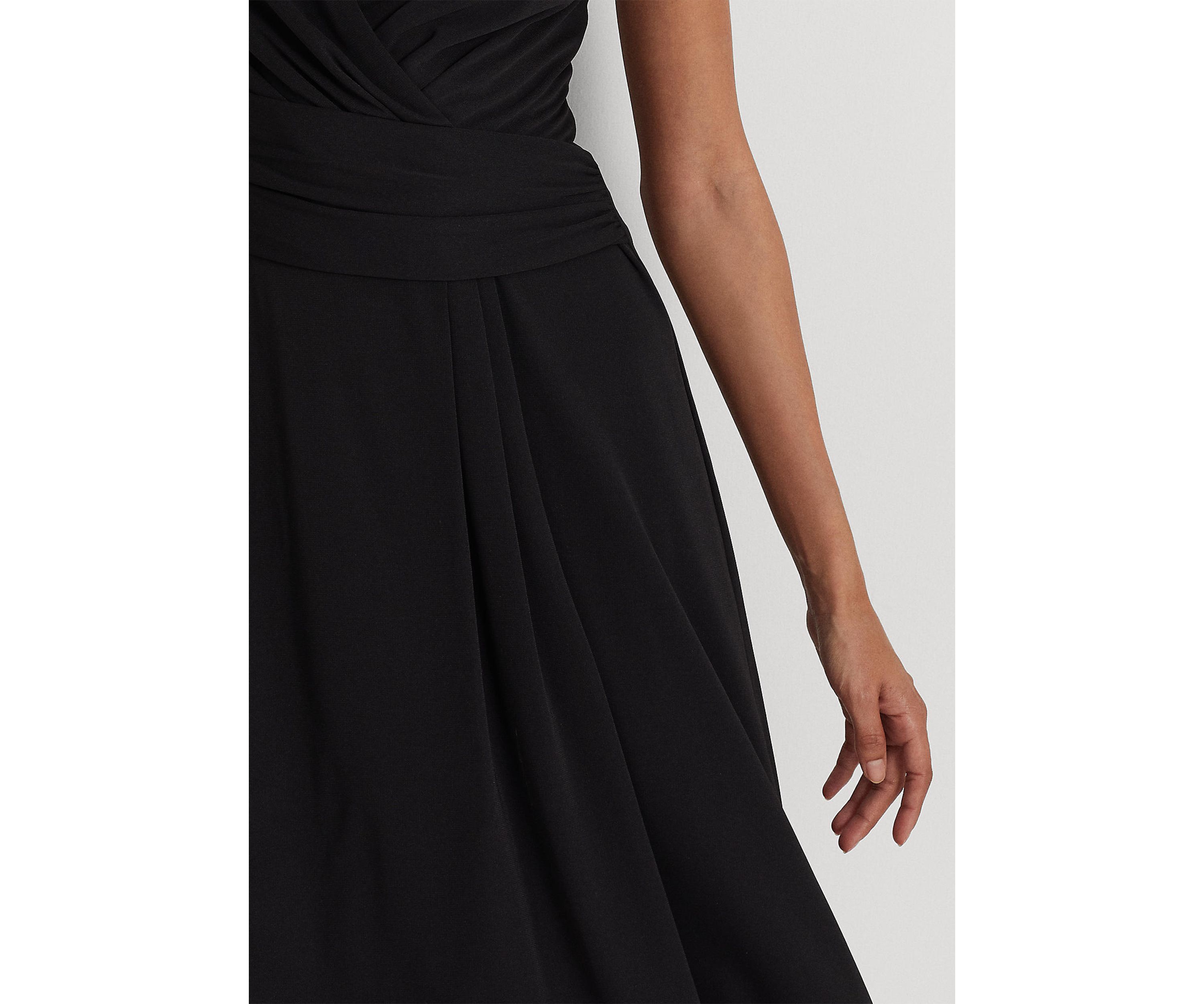 Surplice Jersey Sleeveless Dress