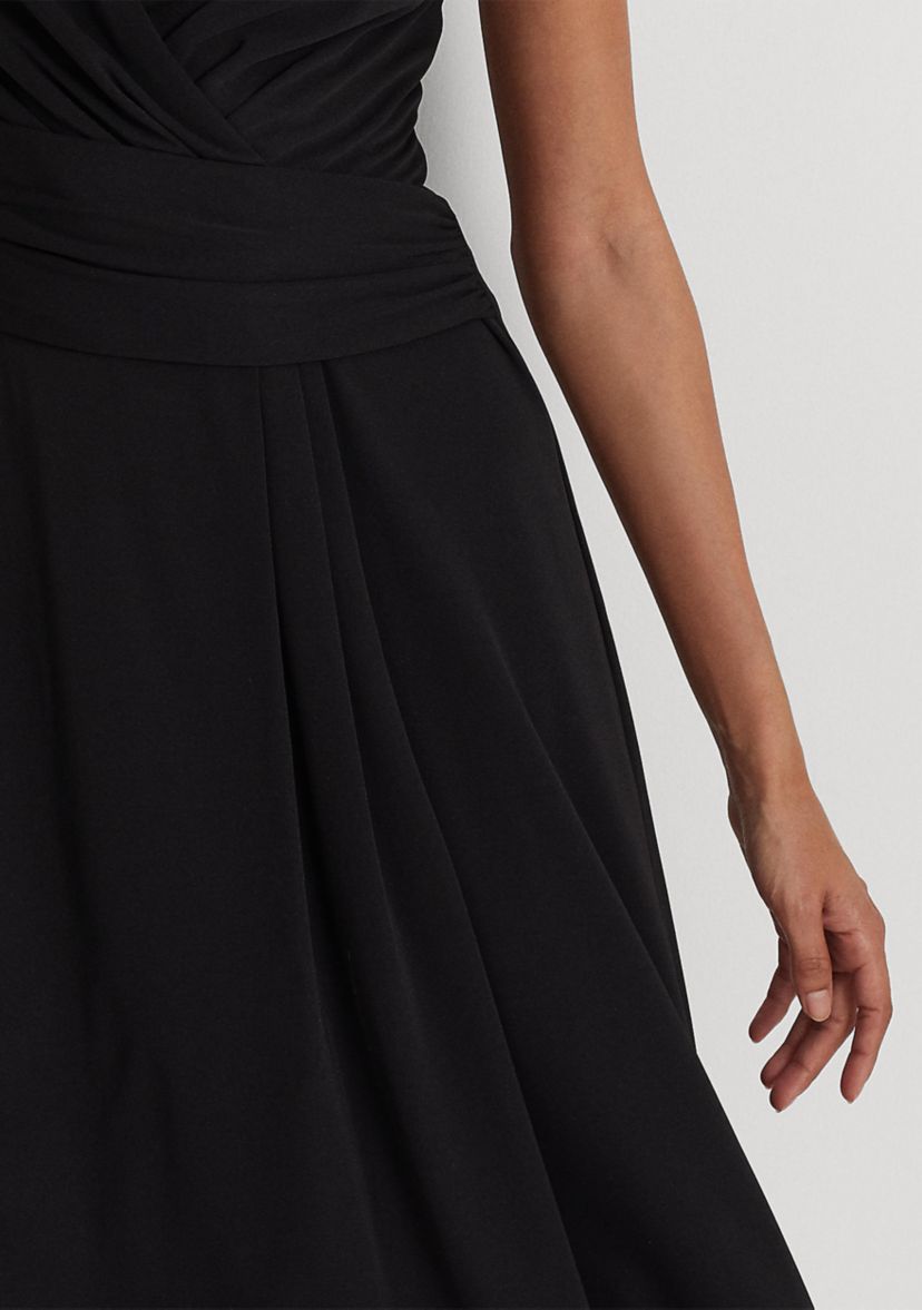 Surplice Jersey Sleeveless Dress