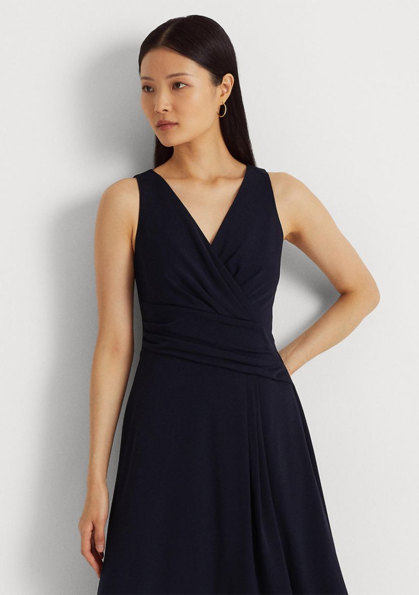 Surplice Jersey Sleeveless Dress