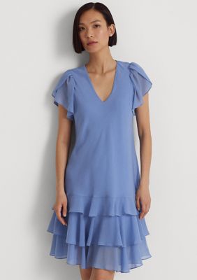 Lauren Ralph Lauren Crinkle Georgette Drop-Waist Dress | belk