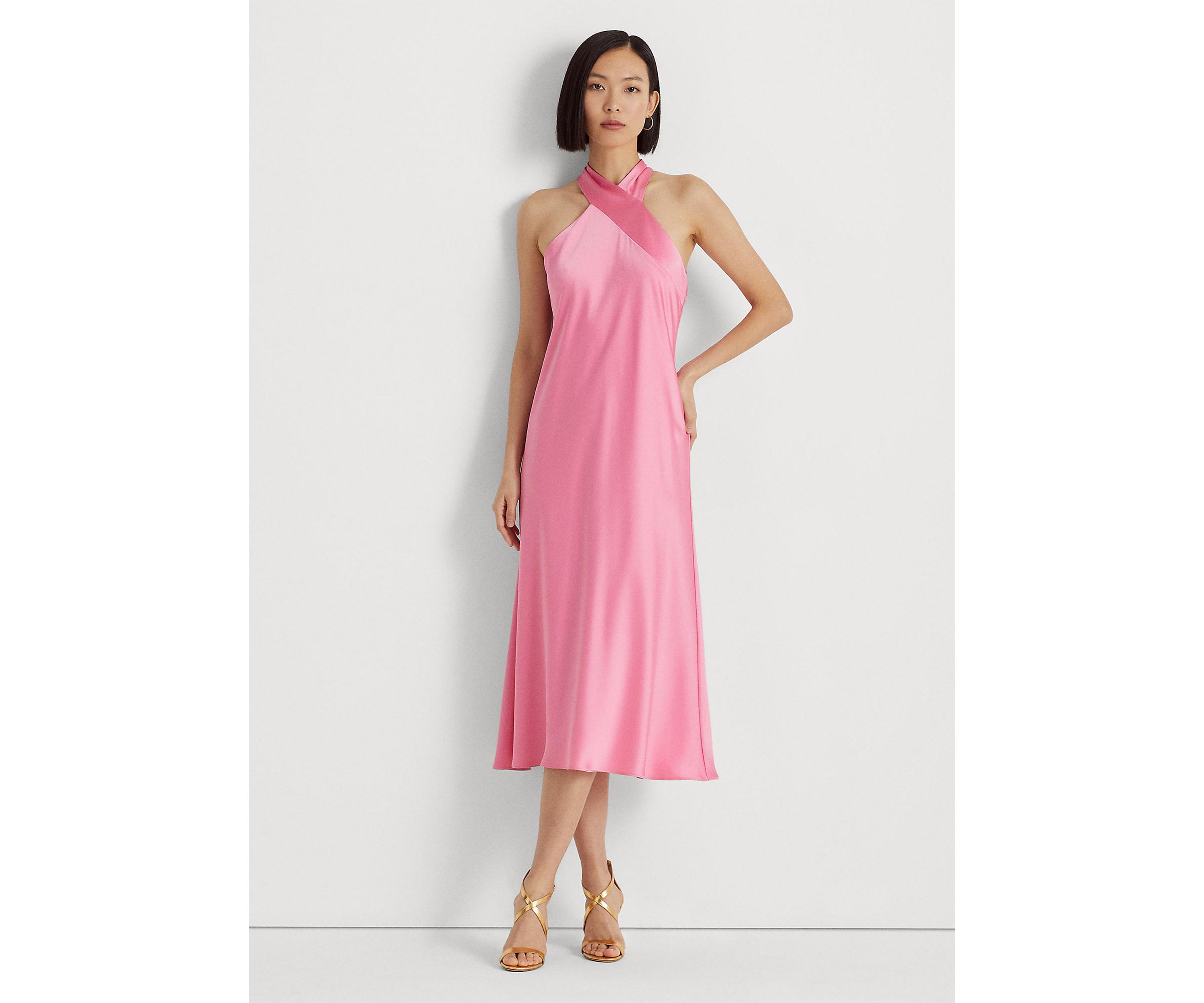 Satin Charmeuse Halter Cocktail Dress