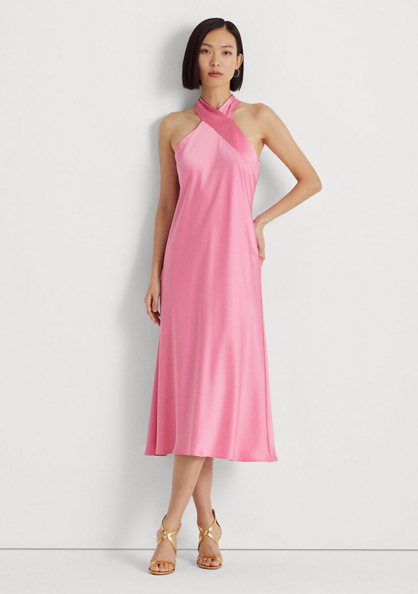 Satin Charmeuse Halter Cocktail Dress