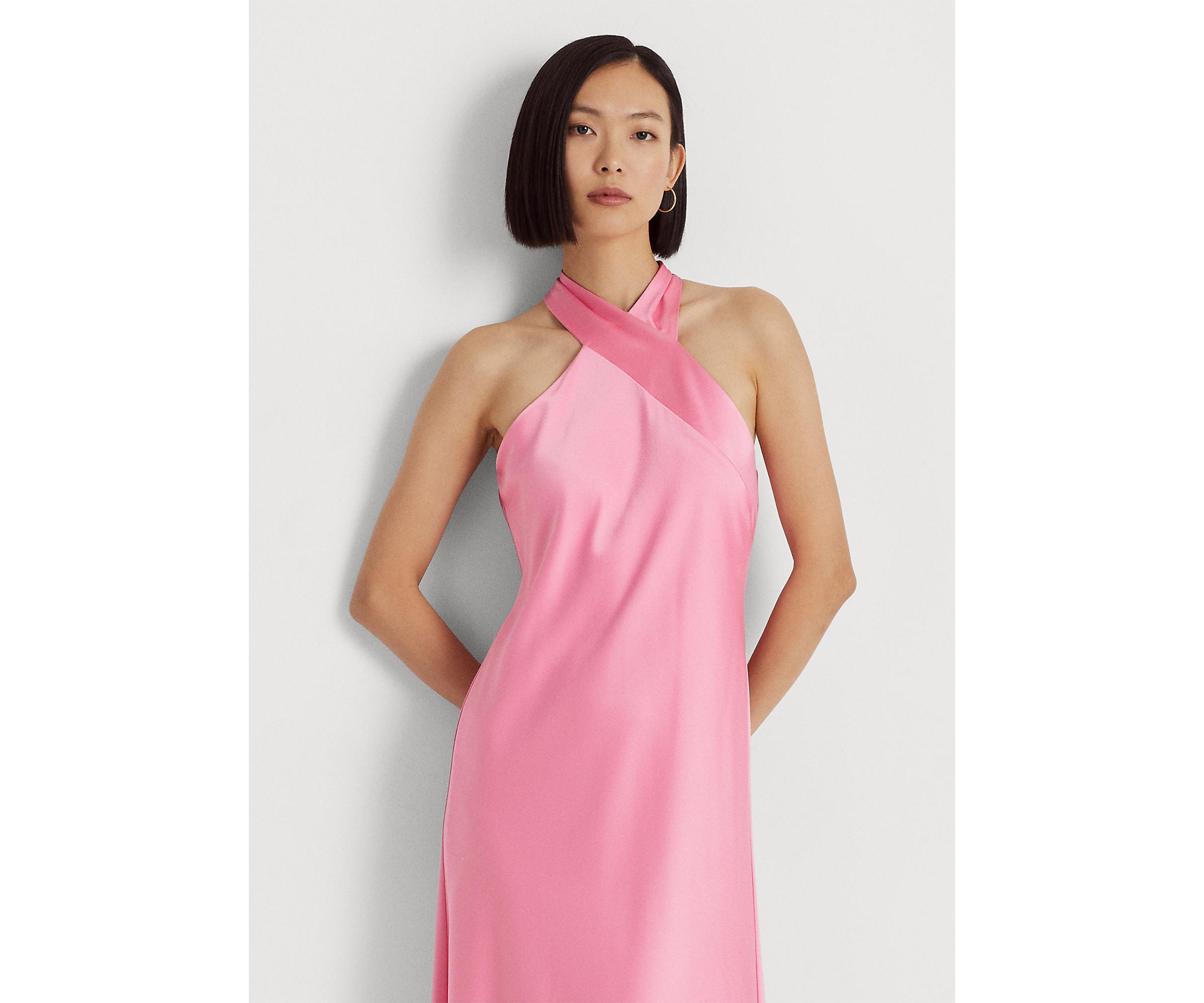 Satin Charmeuse Halter Cocktail Dress