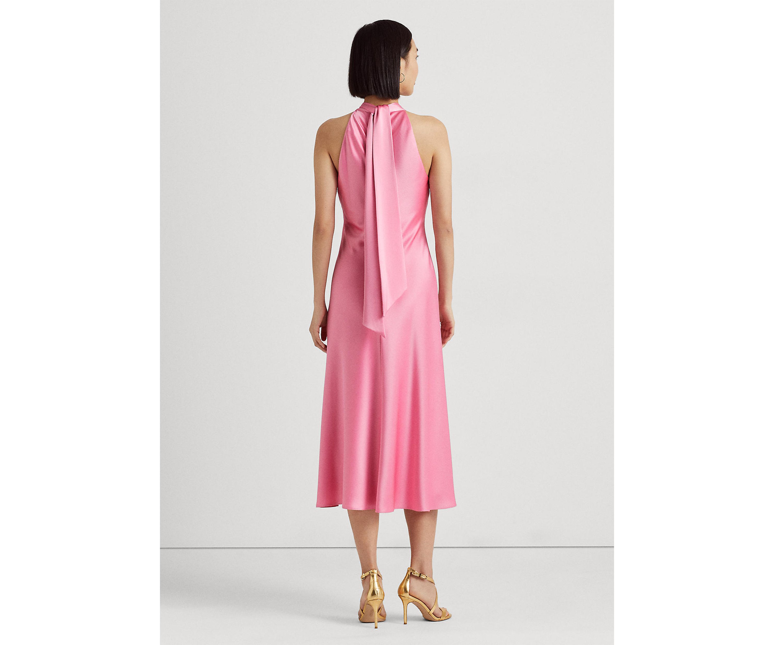Satin Charmeuse Halter Cocktail Dress