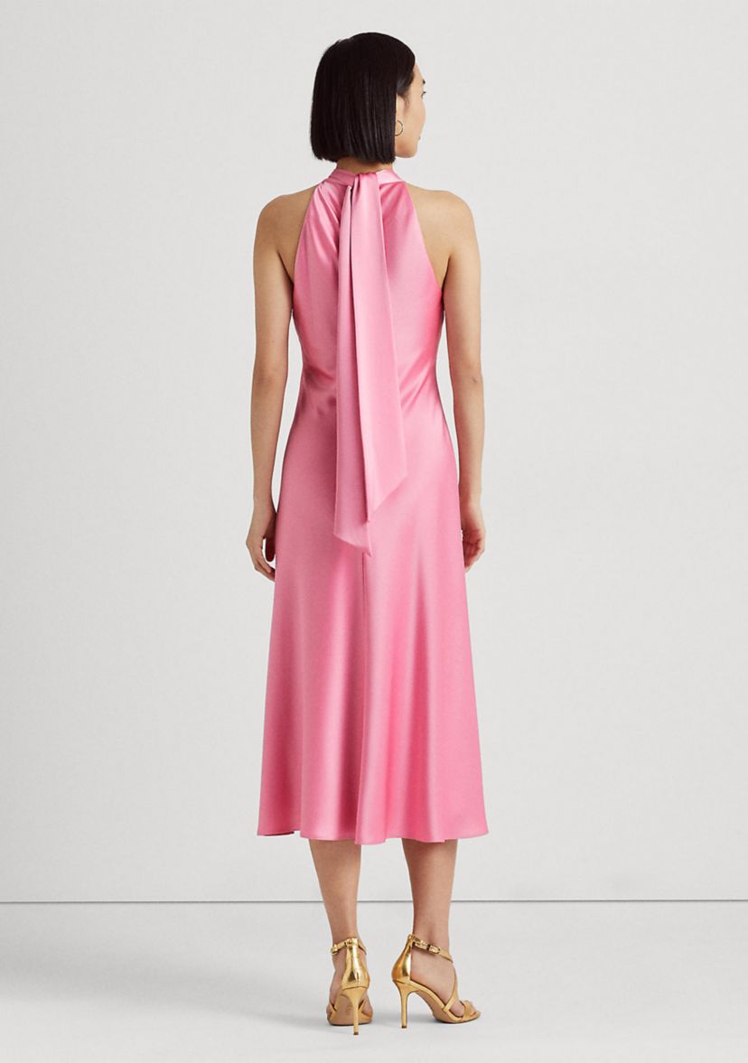 Satin Charmeuse Halter Cocktail Dress