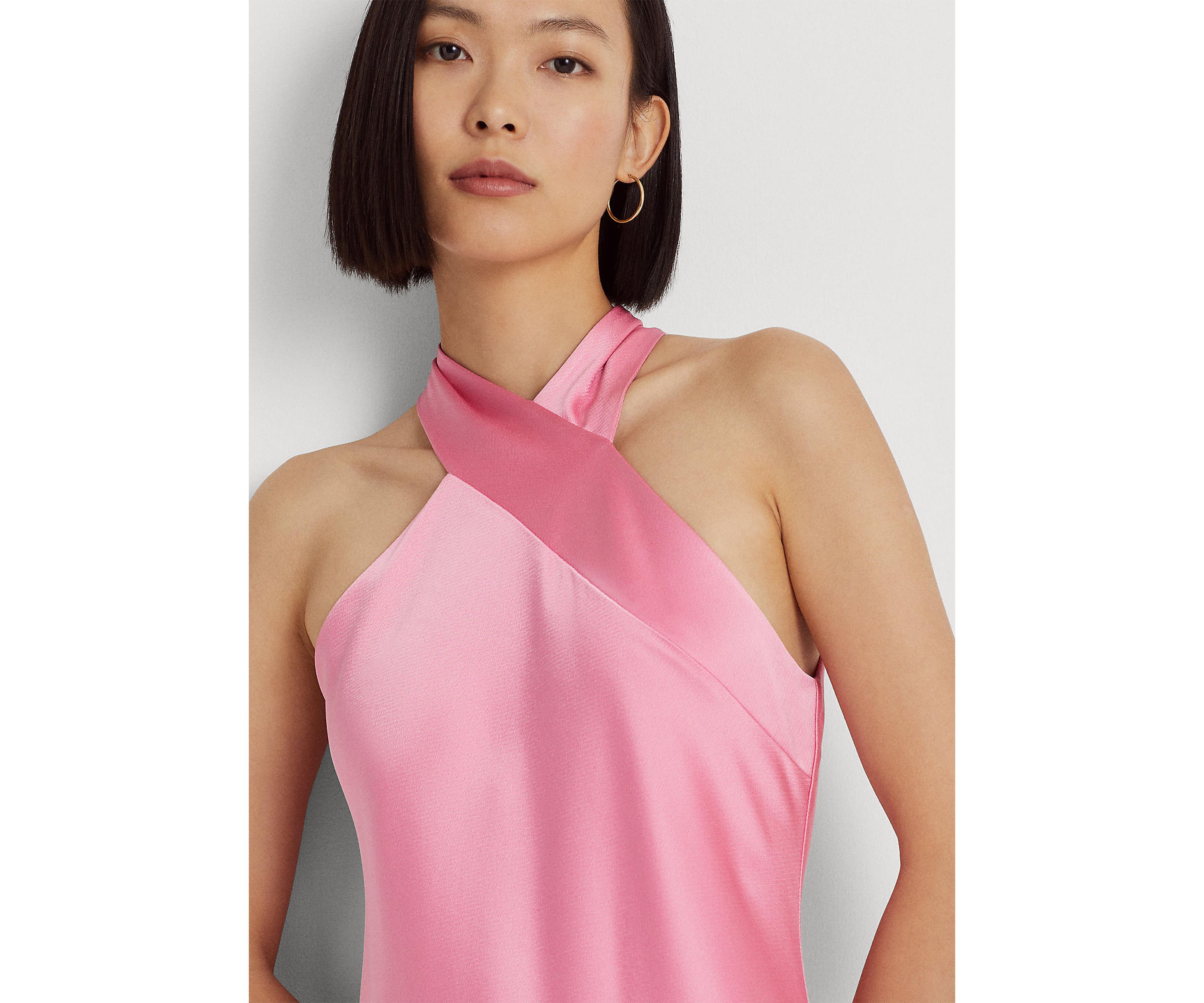 Satin Charmeuse Halter Cocktail Dress