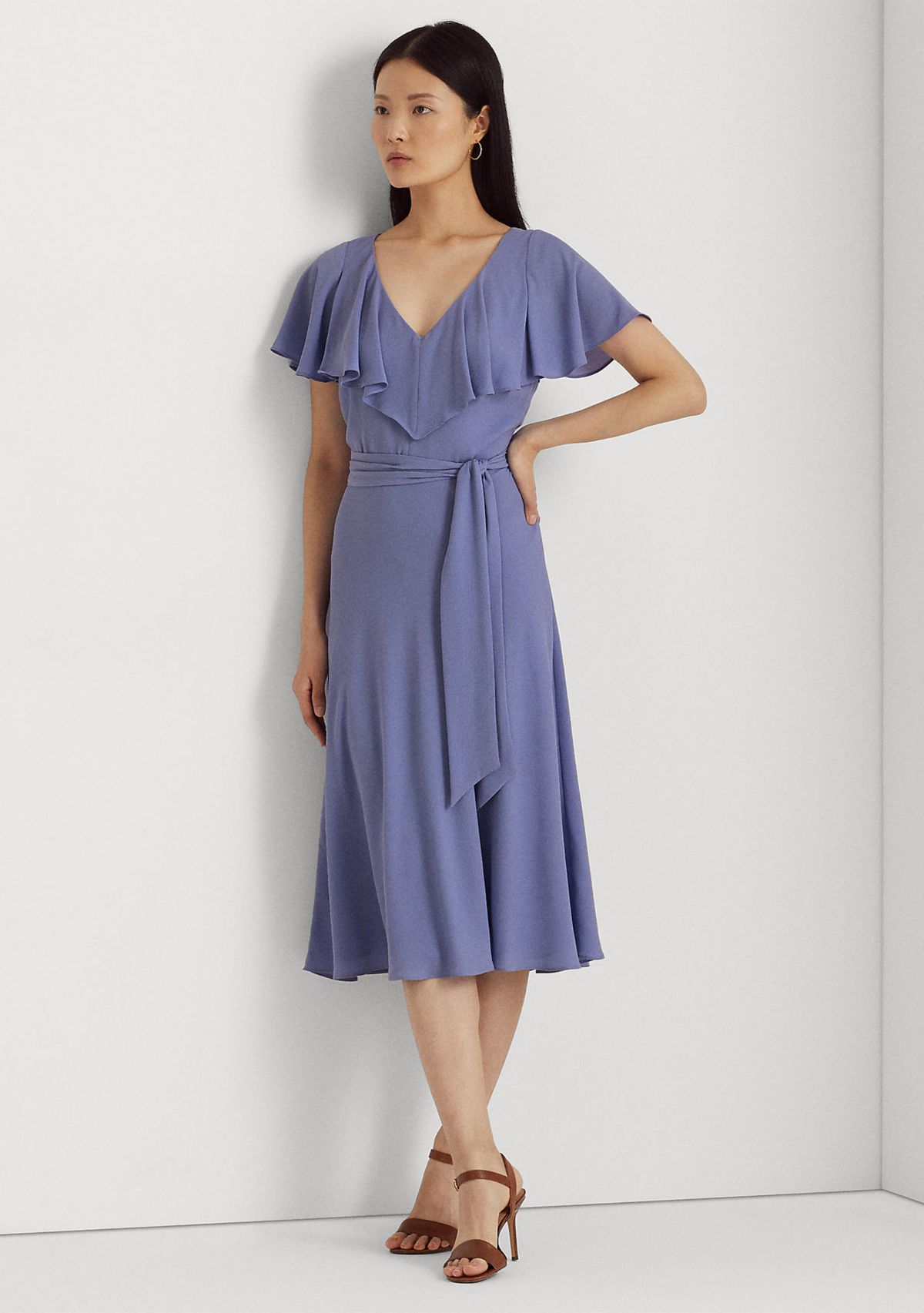 Belted Bubble Crepe Dress