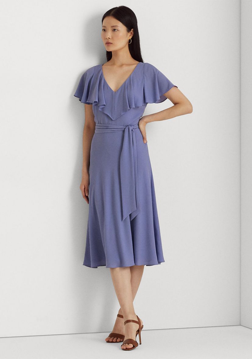 Belted Bubble Crepe Dress
