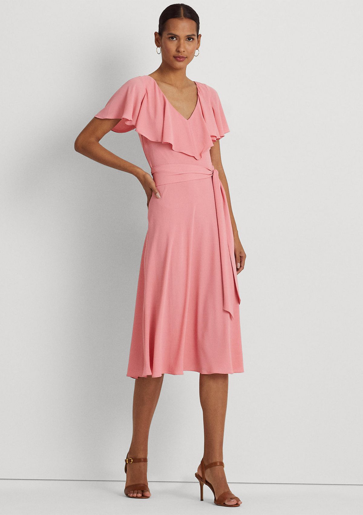 Belted Bubble Crepe Dress