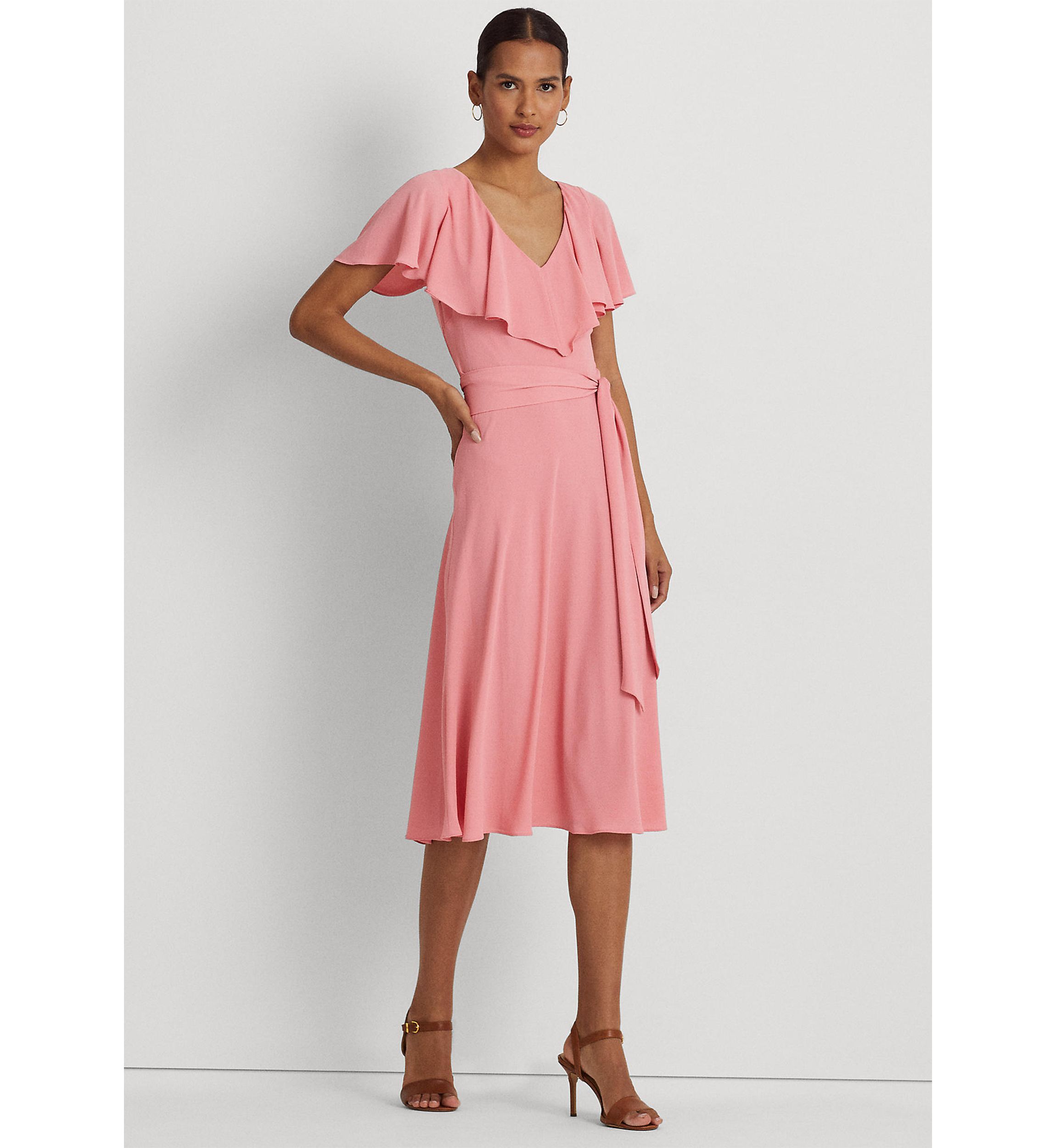 Belted Bubble Crepe Dress