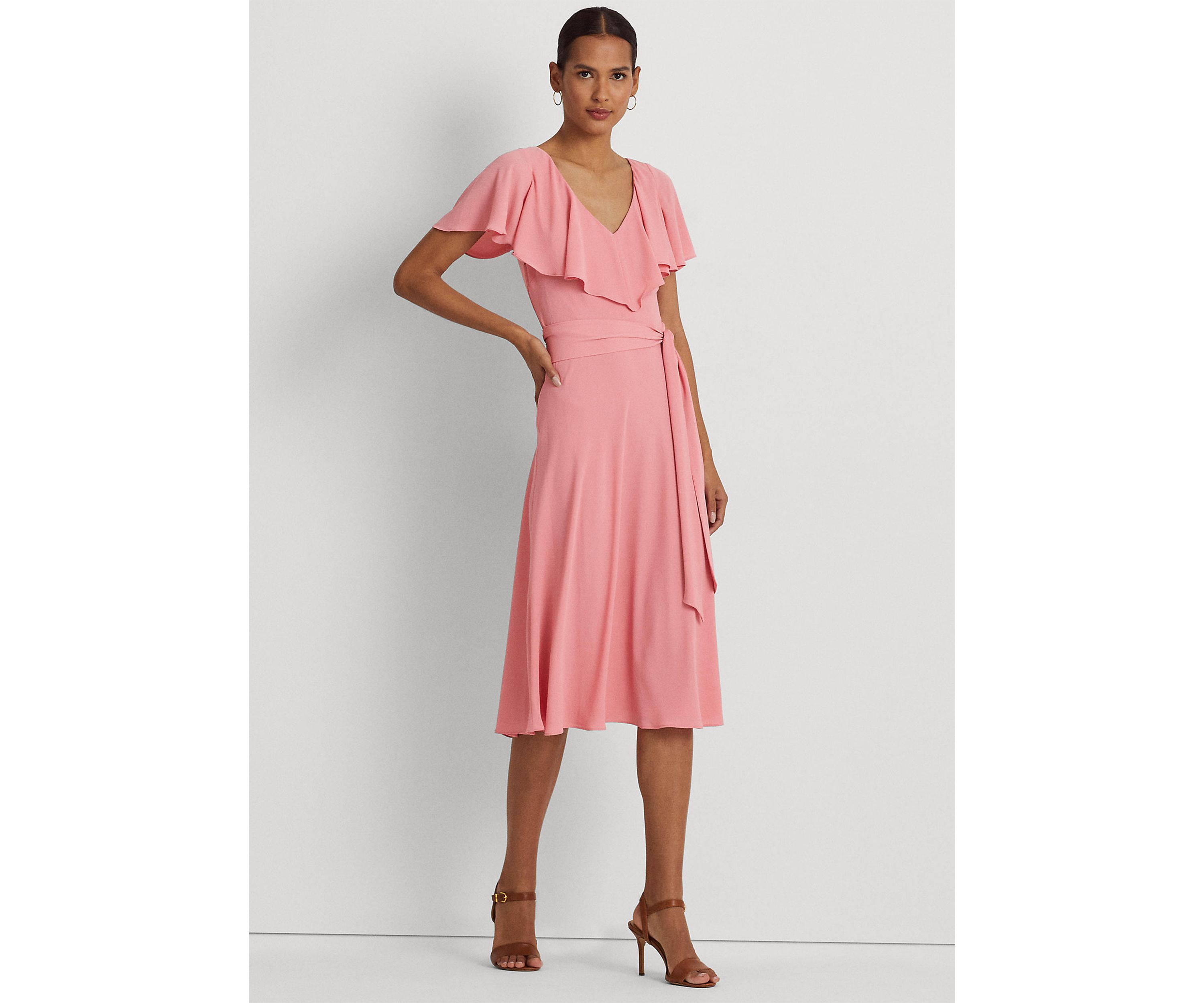 Belted Bubble Crepe Dress