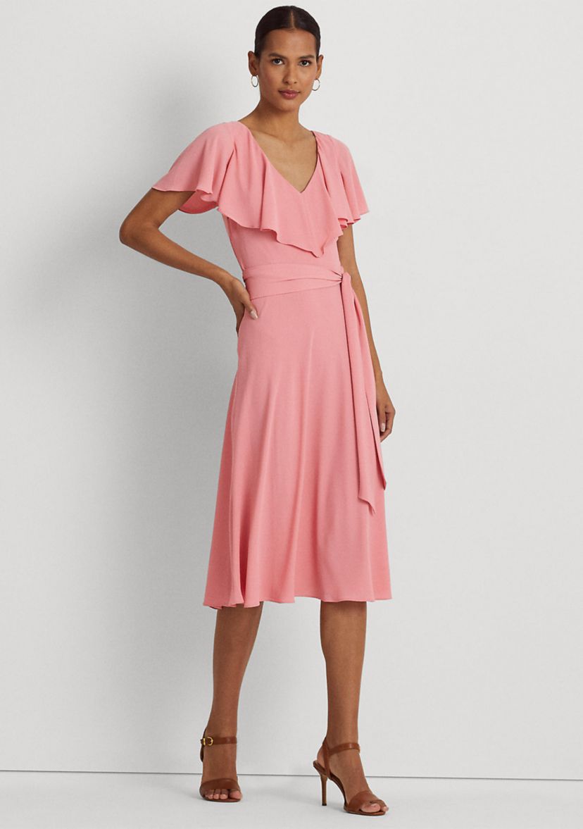 Belted Bubble Crepe Dress