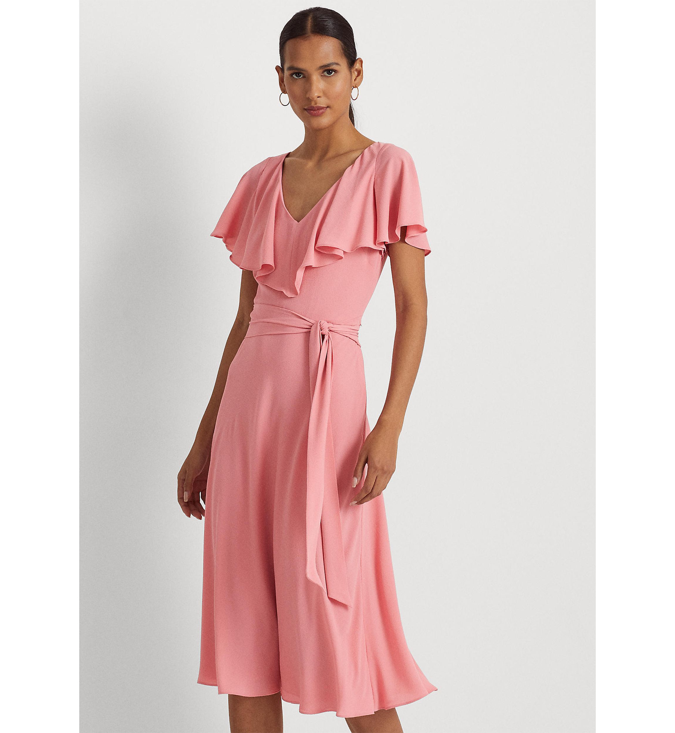 Belted Bubble Crepe Dress