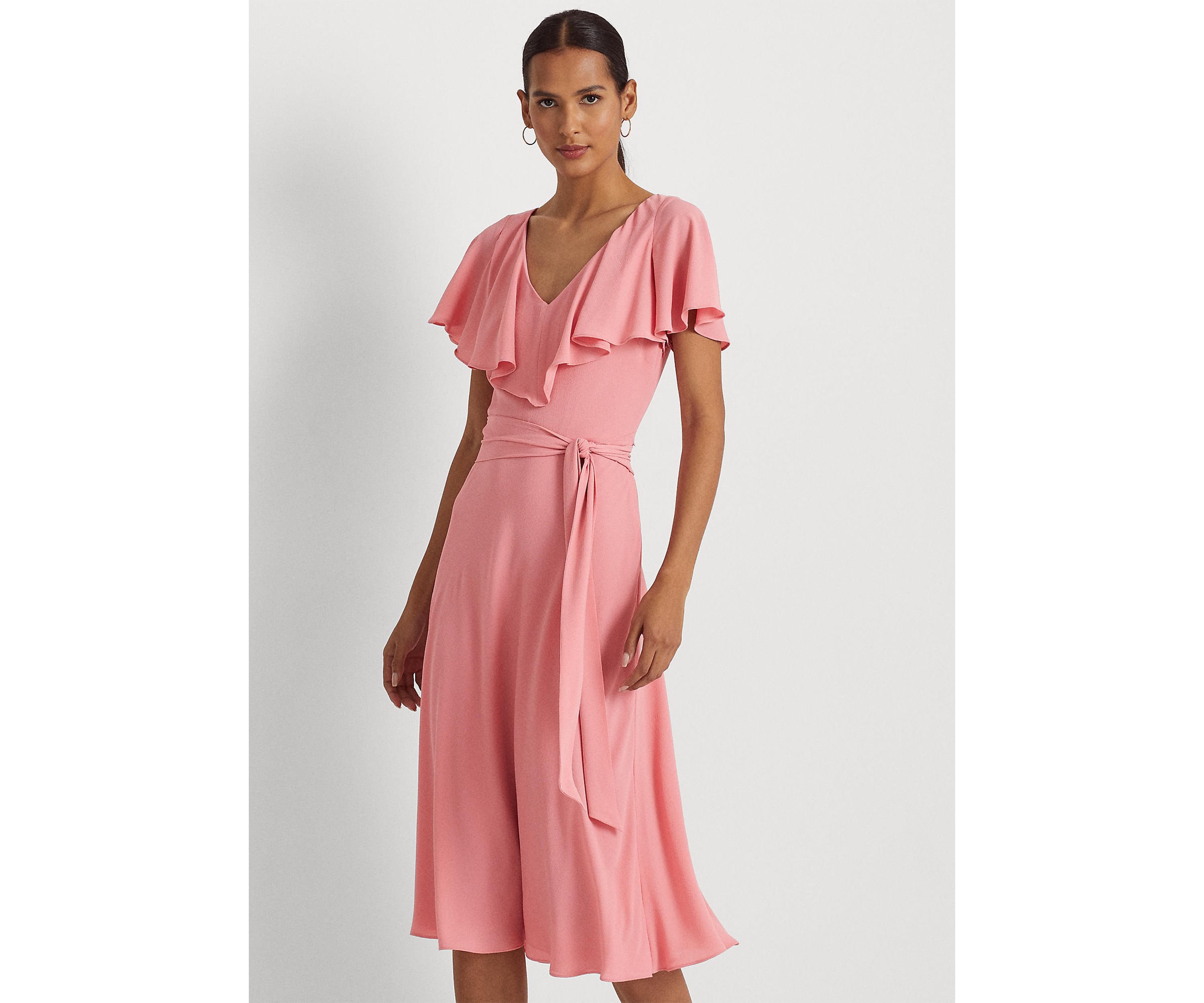 Belted Bubble Crepe Dress