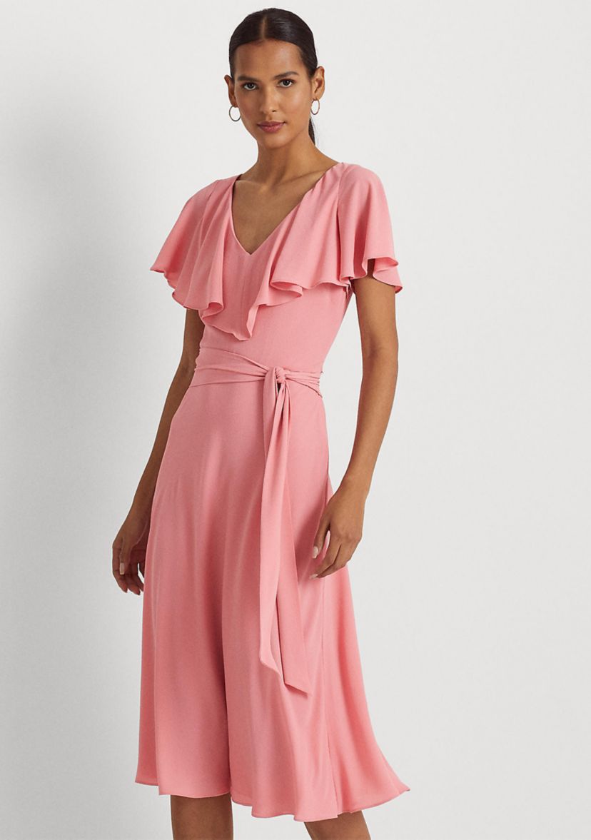 Belted Bubble Crepe Dress