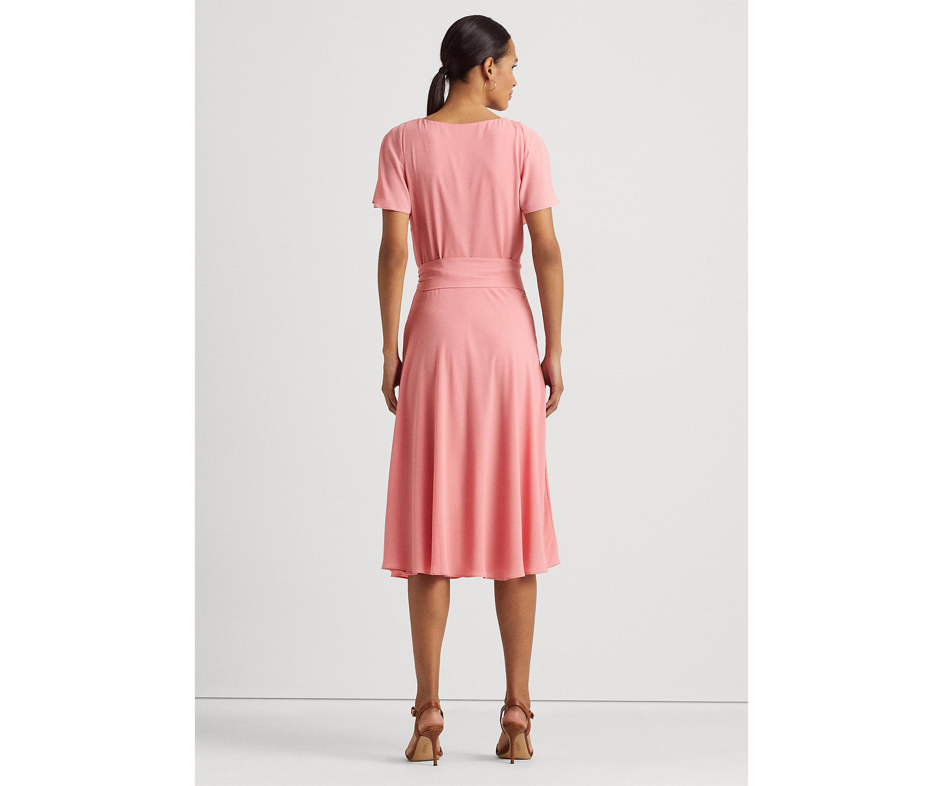 Belted Bubble Crepe Dress